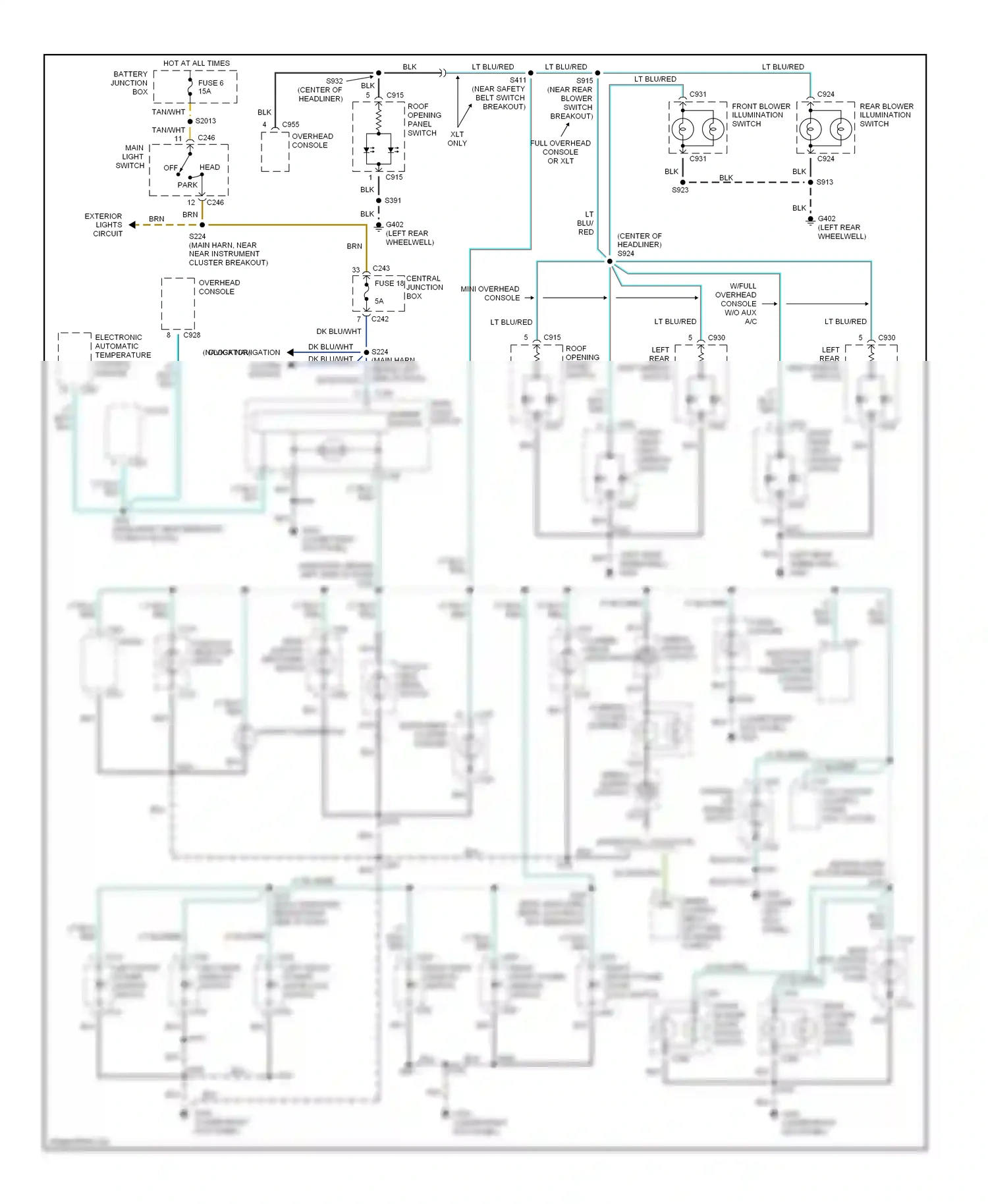Wiring diagram rear inte- grated control panel for Ford Expedition I (1996-2002) (1 of 1)