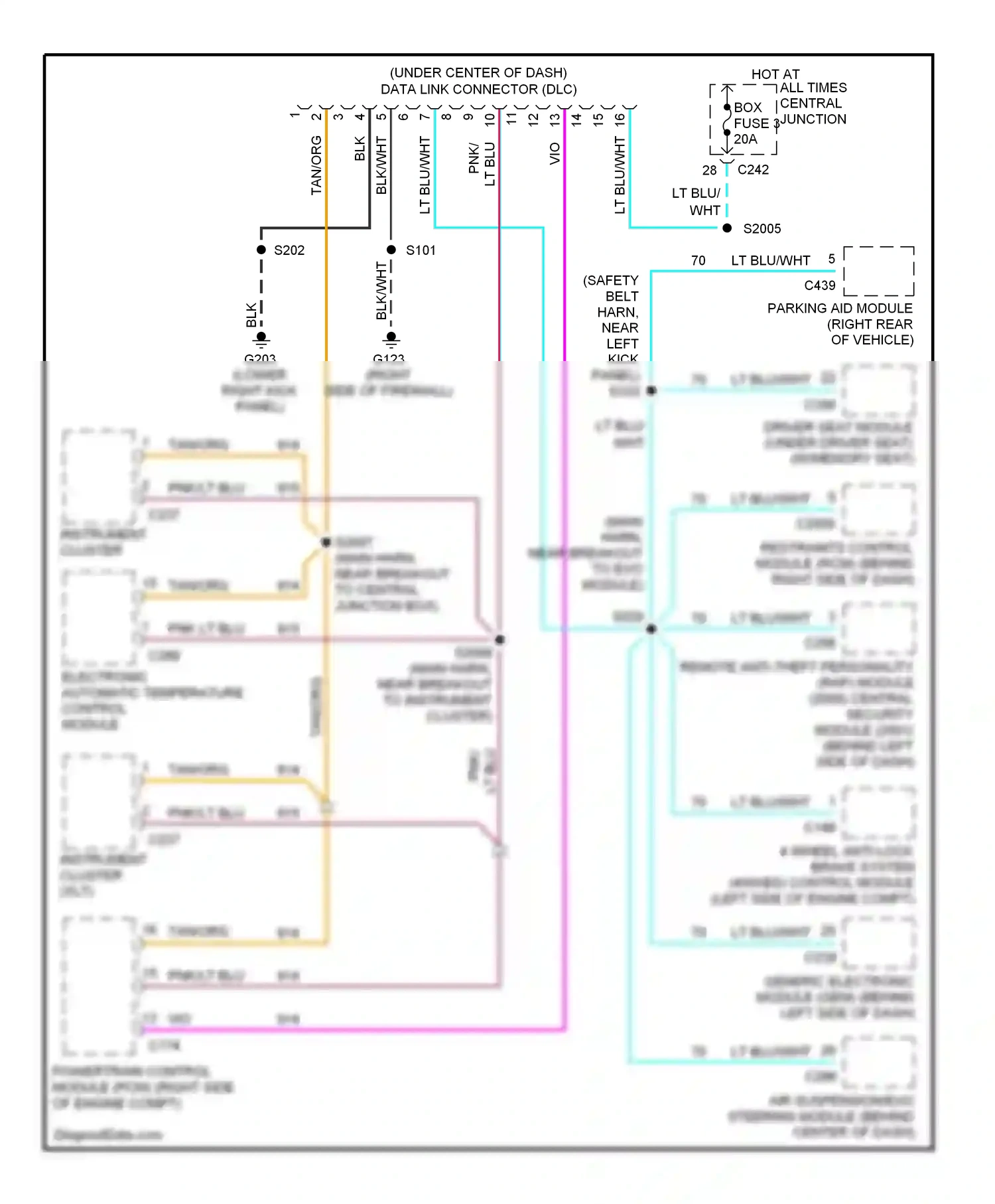 Wiring diagram tan/org for Ford Expedition I (1996-2002) (6 of 10)