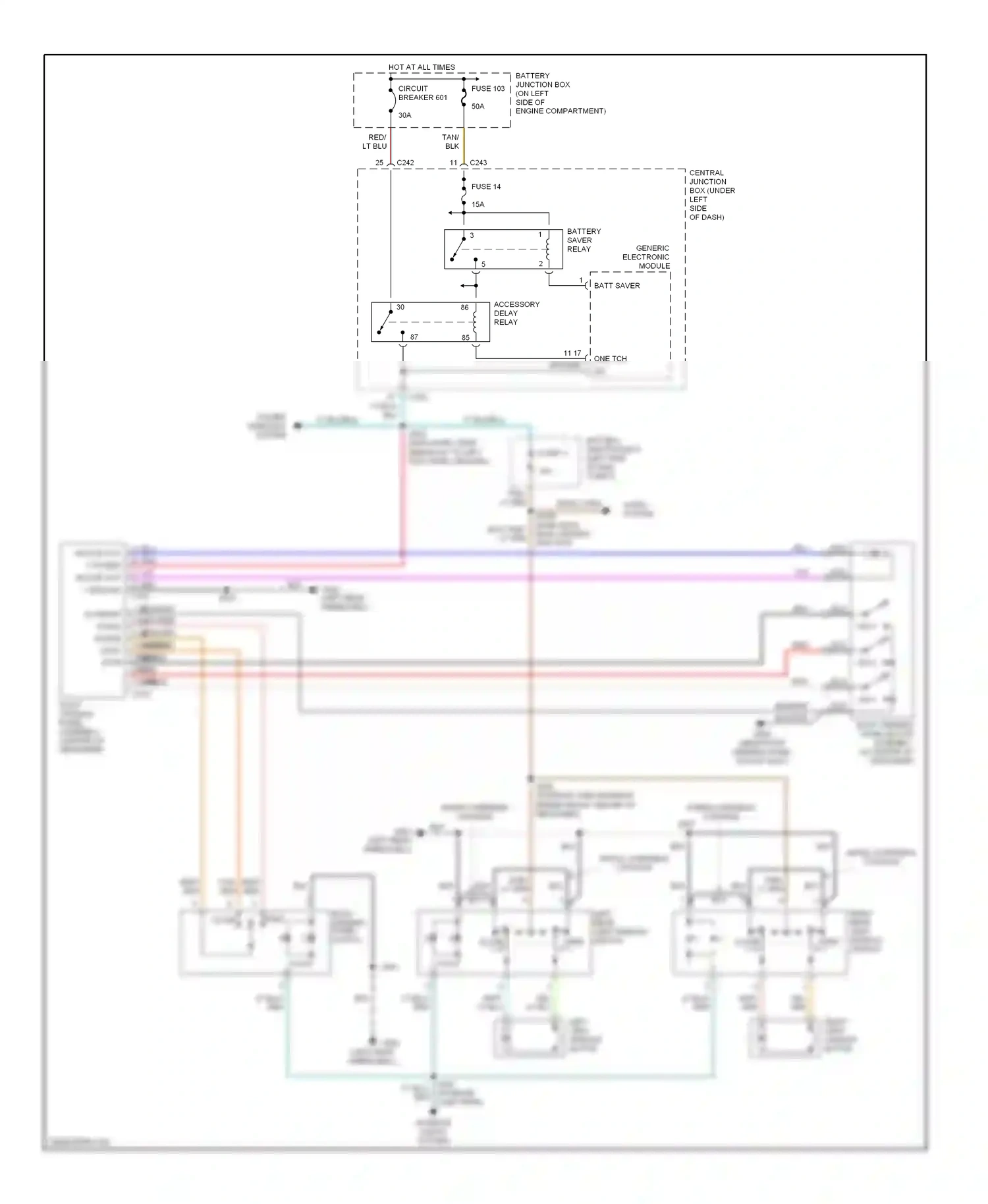 Wiring diagram w/full overhead console for Ford Expedition I (1996-2002) (1 of 1)
