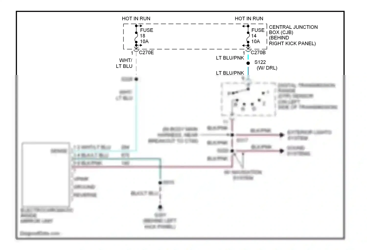 Wiring diagram electrochromatic inside mirror unit for Ford Expedition II (2002-2006) (1 of 2)
