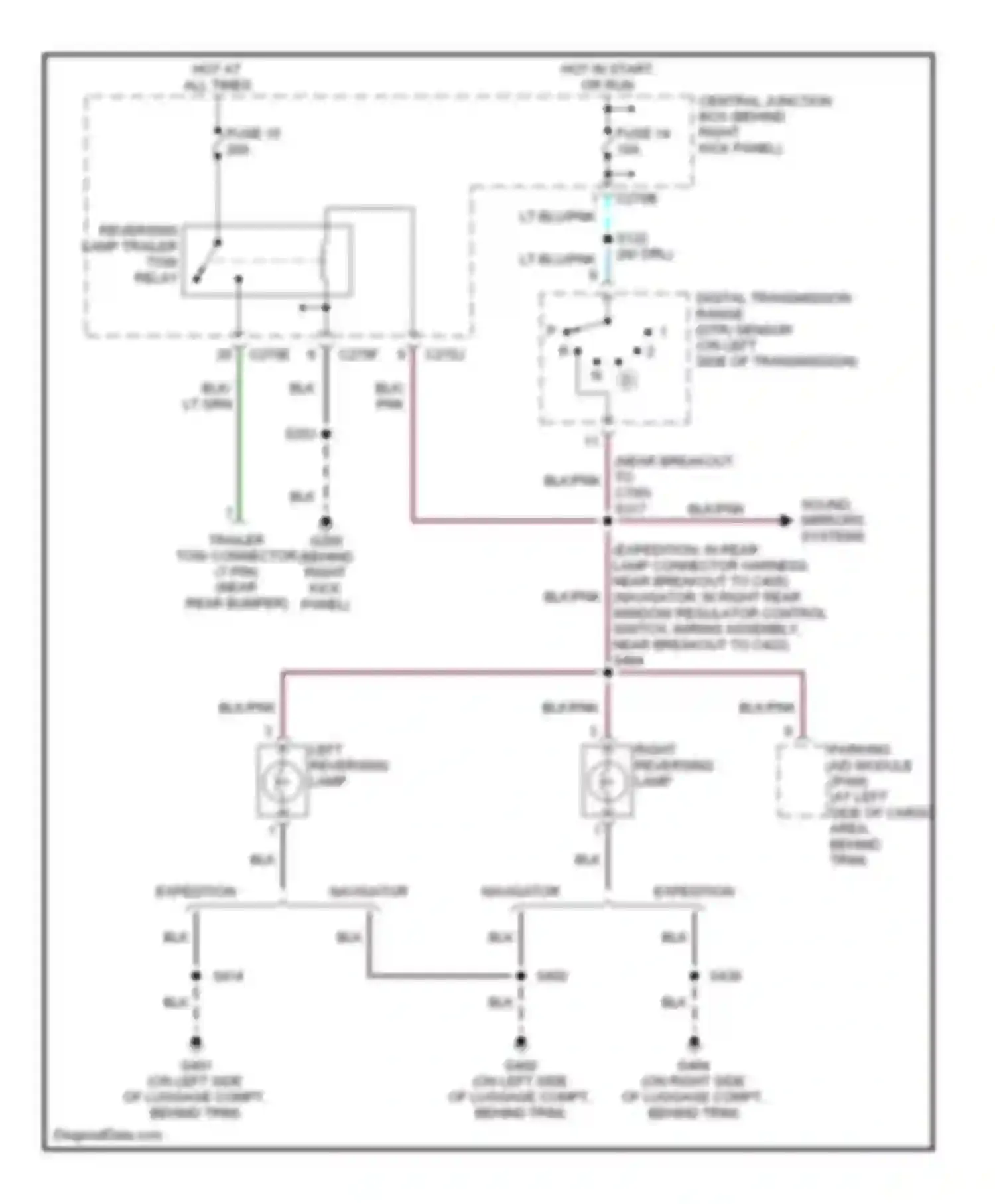 Wiring diagram left reversing lamp for Ford Expedition II (2002-2006)