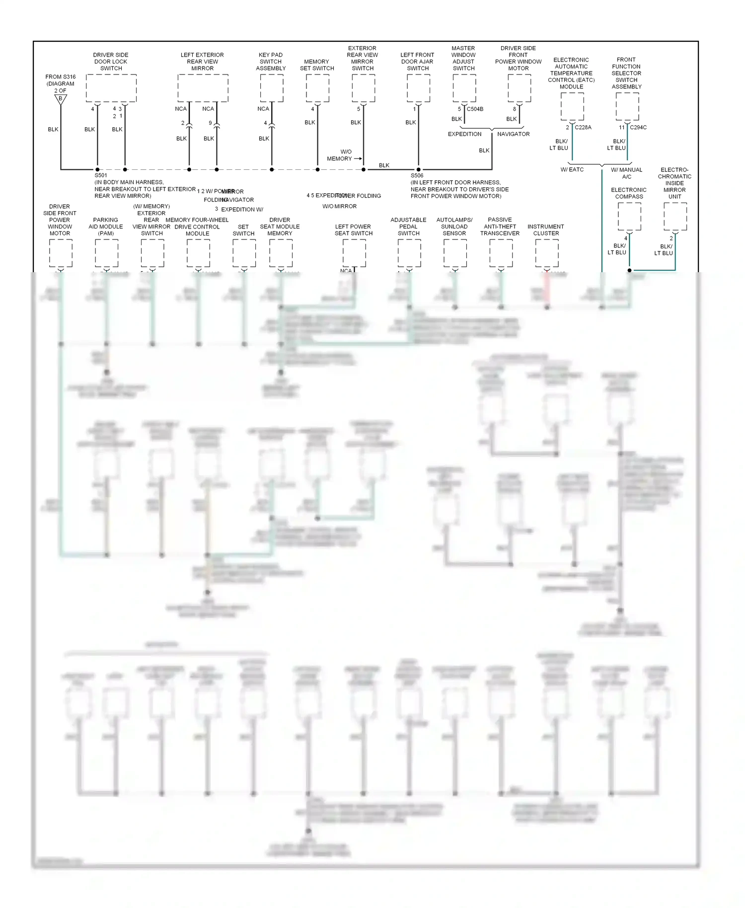 Wiring diagram left power seat switch for Ford Expedition II (2002-2006) (4 of 5)