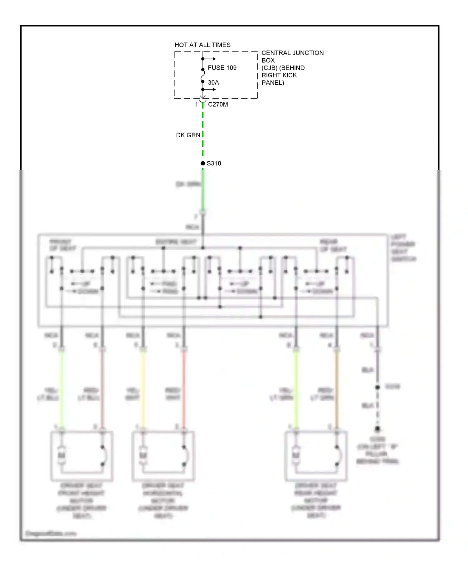 Wiring diagram left power seat switch for Ford Expedition II (2002-2006) (1 of 5)