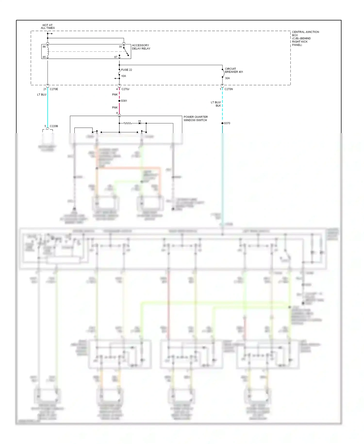 Wiring diagram right rear window adjust switch for Ford Expedition II (2002-2006) (2 of 2)