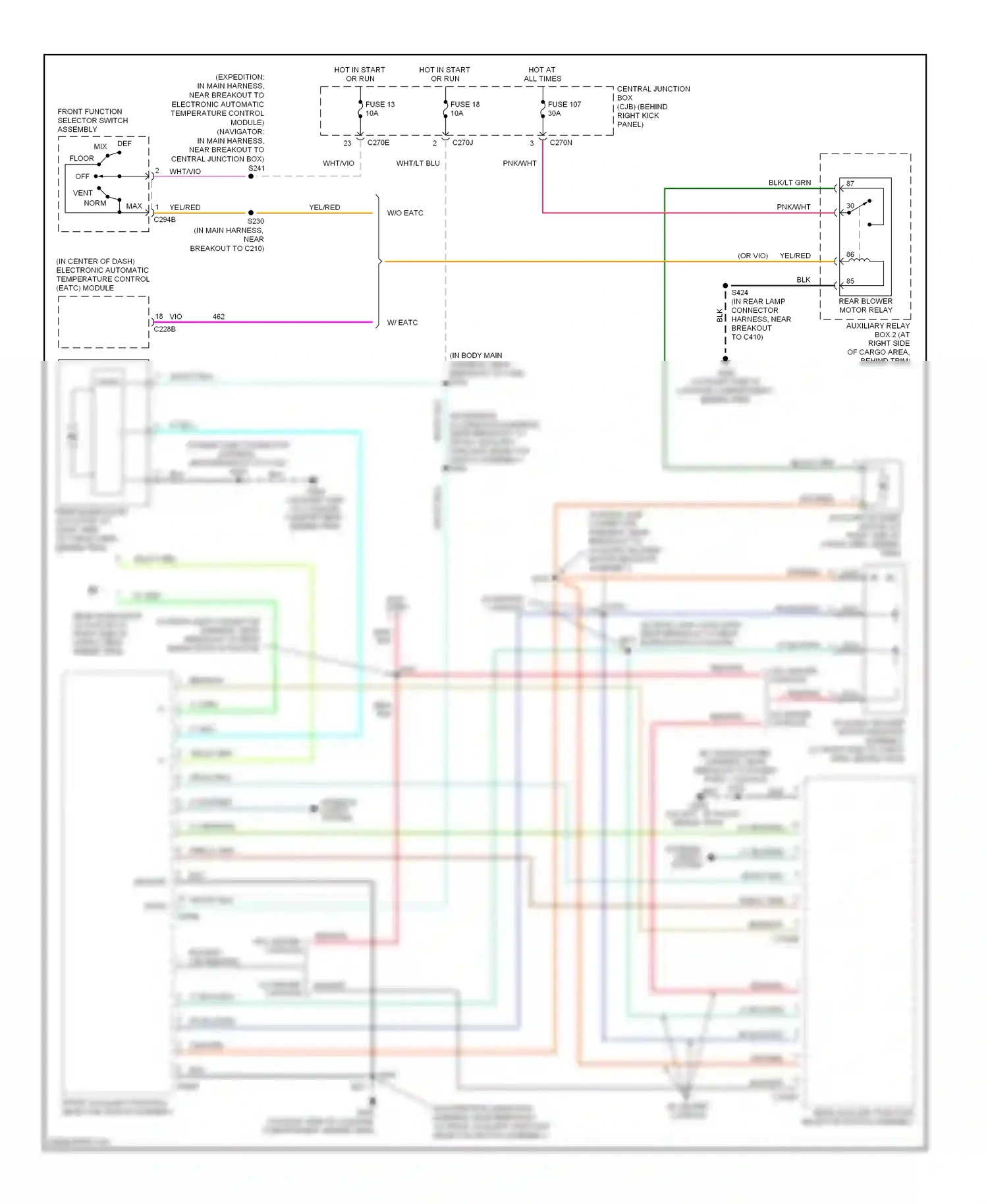 Wiring diagram w/ center console for Ford Expedition II (2002-2006) (1 of 2)