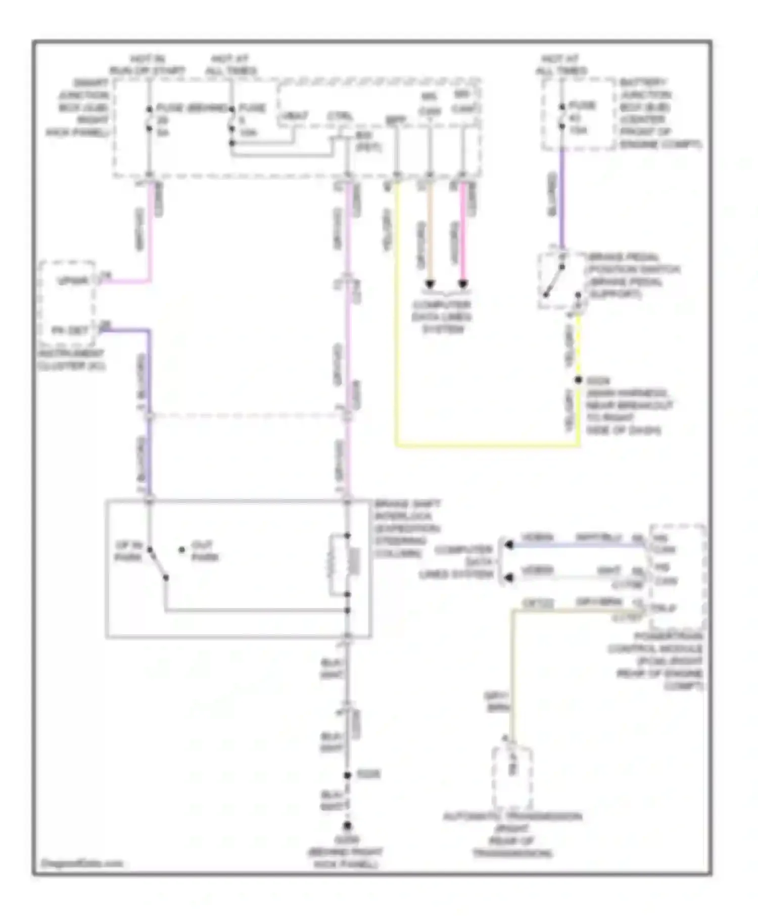 Expedition Ford III (2006-2014): Shift interlock circuit, with column shift