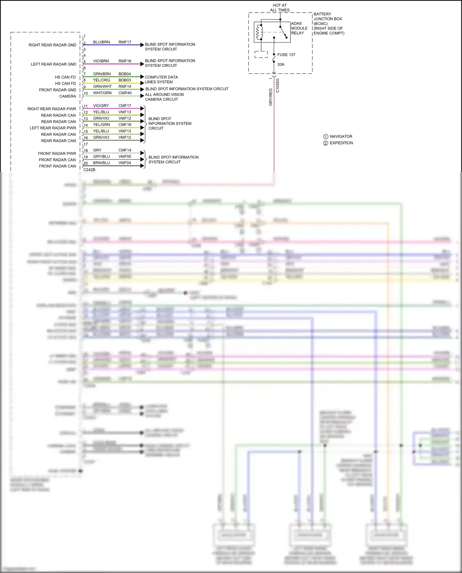 Ford Expedition IV facelift (2022-2024) front right active sns wiring diagram  (1 of 1)