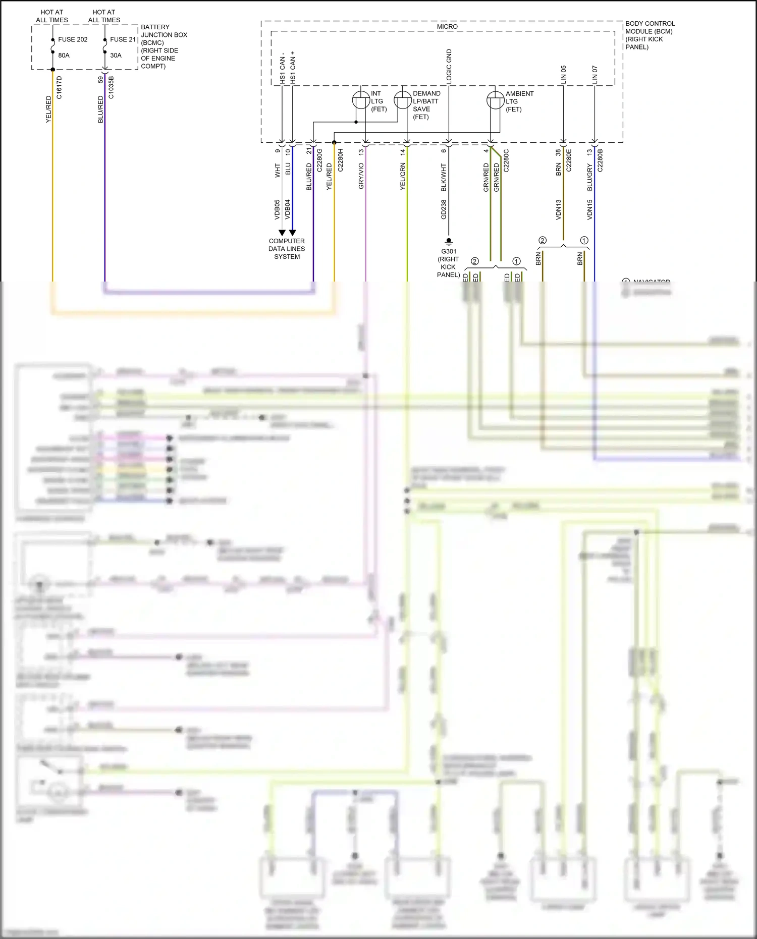 Ford Expedition IV facelift (2022-2024) headrest fold wiring diagram  (1 of 1)