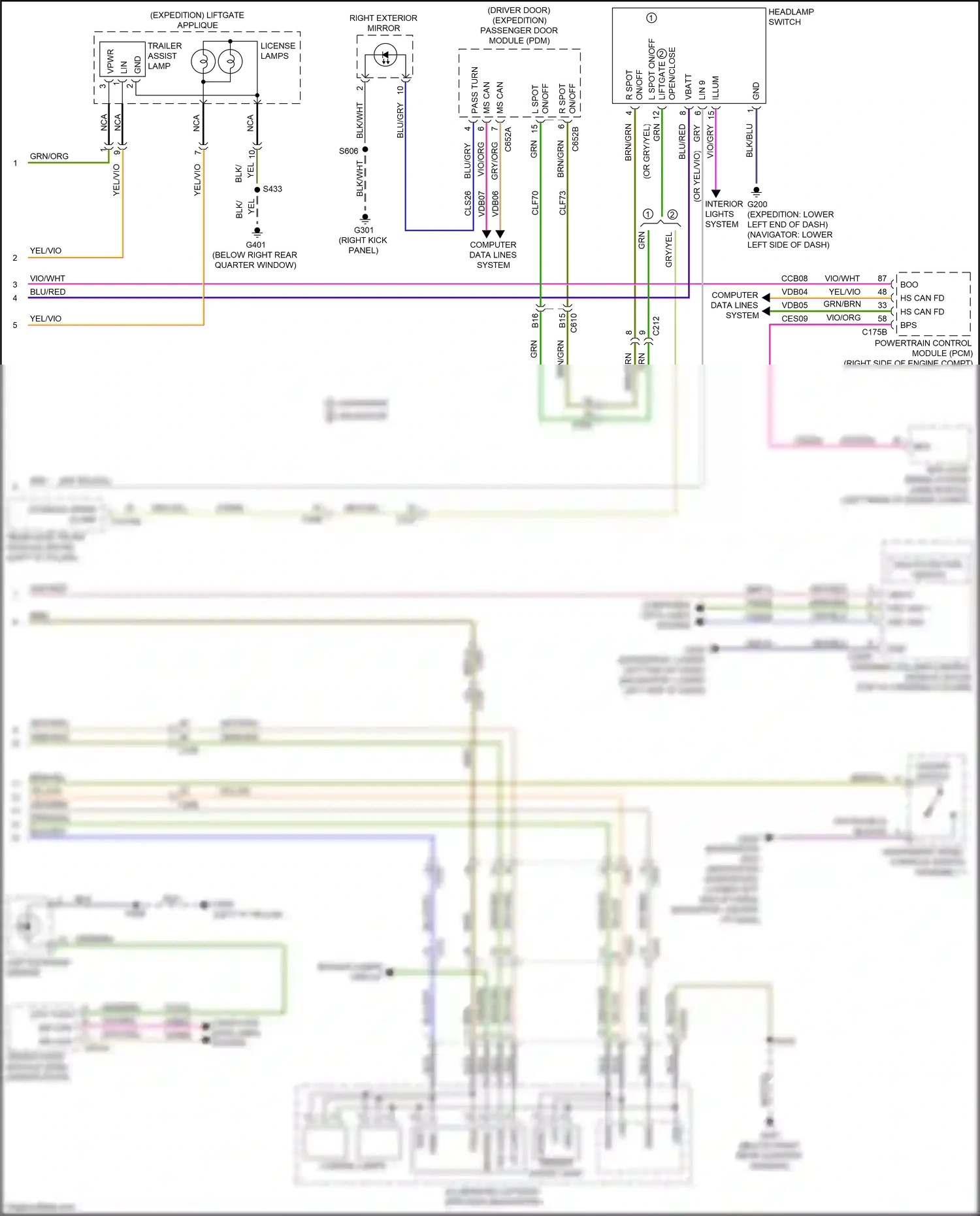 Ford Expedition IV facelift (2022-2024) instrument panel console switch assembly 1 wiring diagram  (4 of 8)