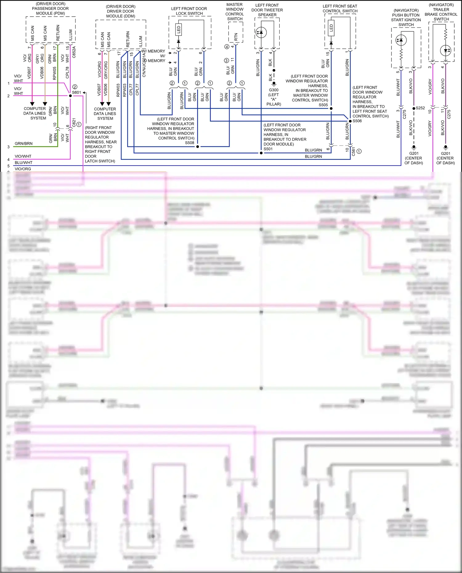 Ford Expedition IV facelift (2022-2024) master window control switch wiring diagram  (3 of 8)