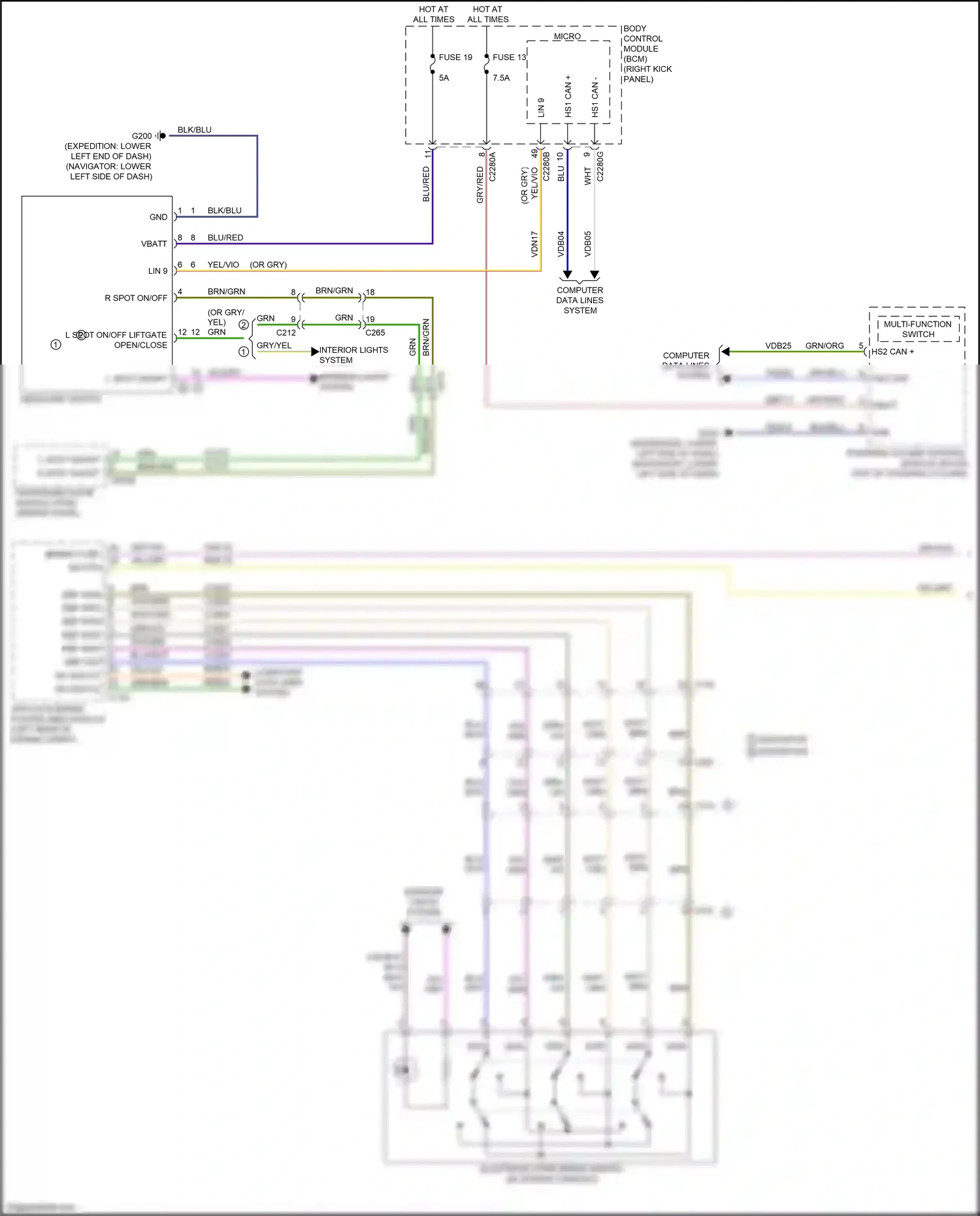 Ford Expedition IV facelift (2022-2024) multi- function switch wiring diagram  (1 of 4)