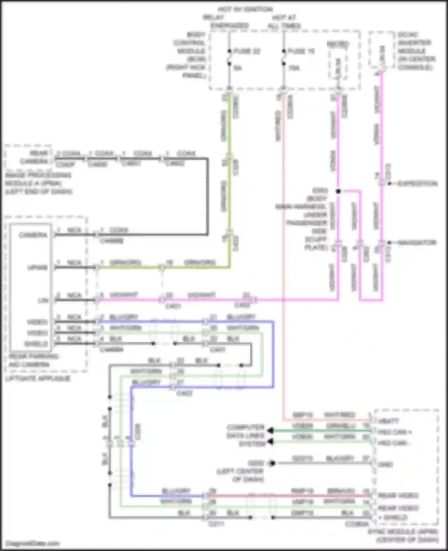 Wiring diagram rear video + shield for Ford Expedition IV facelift (2022-2024) (1 of 1)