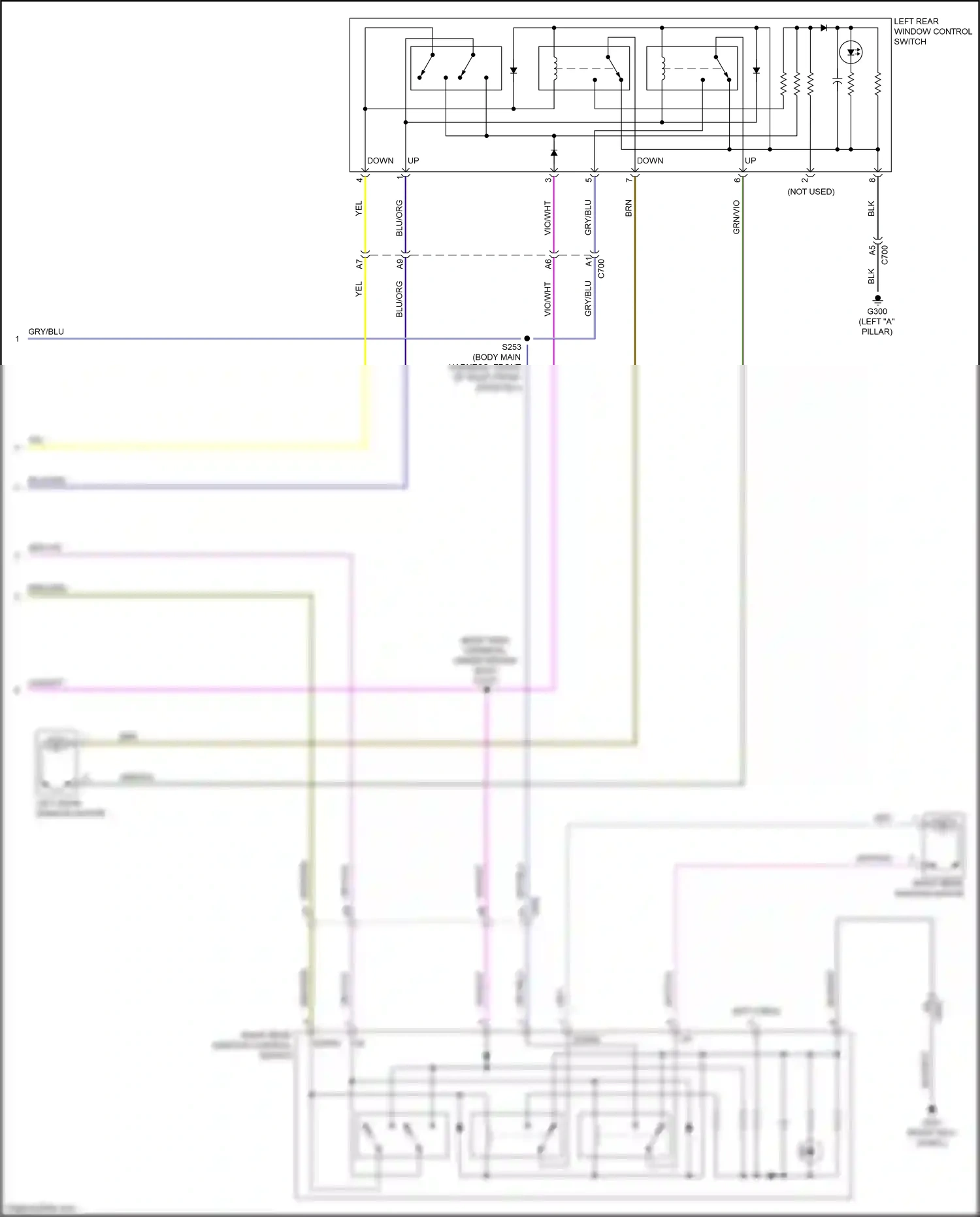 Ford Expedition IV facelift (2022-2024) right rear window control switch wiring diagram  (4 of 4)