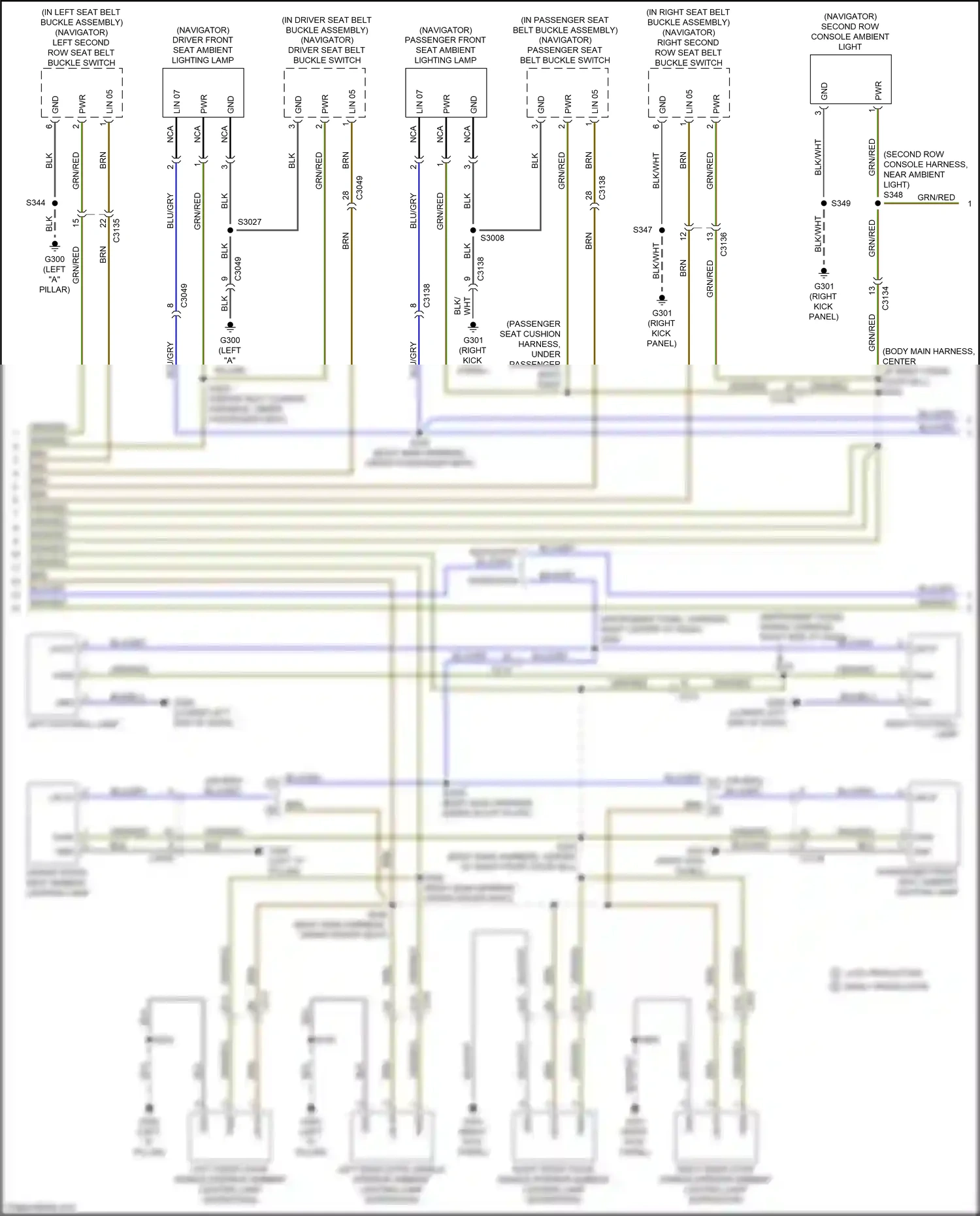 Ford Expedition IV facelift (2022-2024) second row console ambient light wiring diagram  (1 of 2)