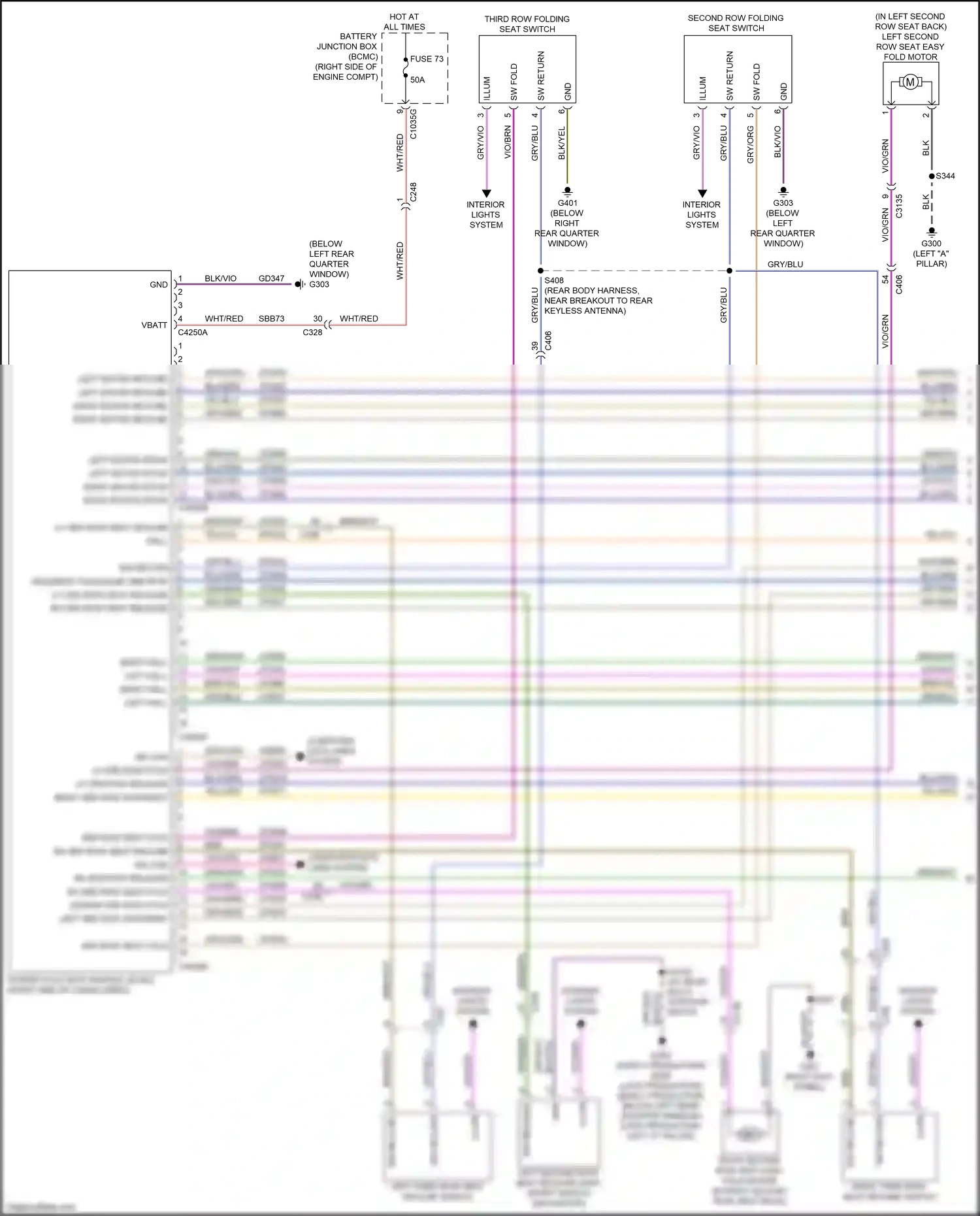 Ford Expedition IV facelift (2022-2024) third row folding seat switch wiring diagram  (4 of 4)