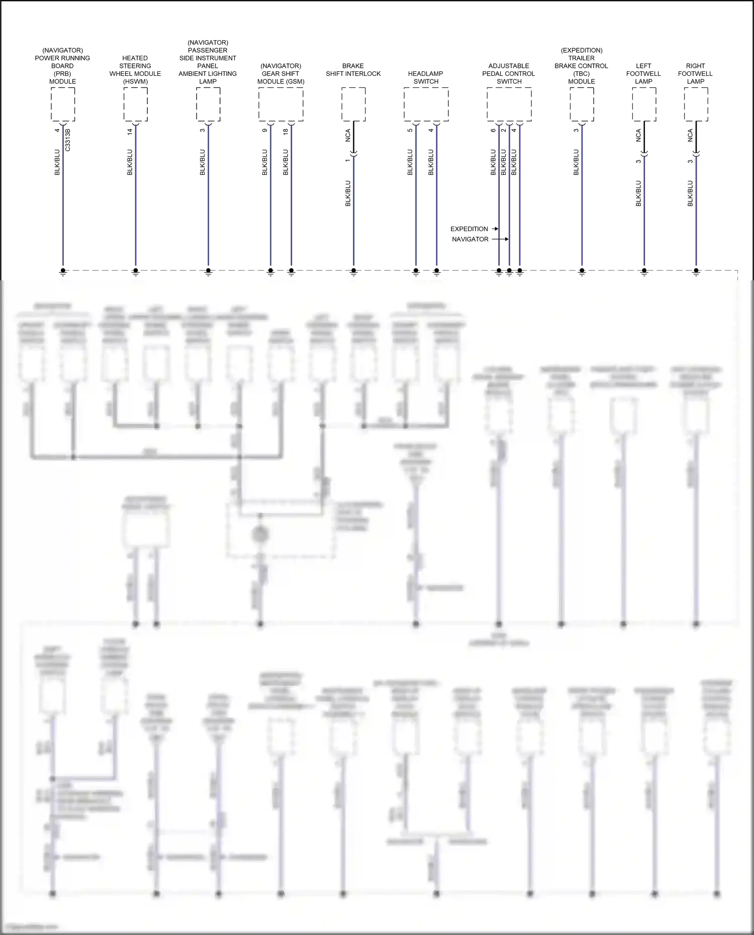 Ford Expedition IV (2017-2022) left lower steering wheel switch wiring diagram  (1 of 2)