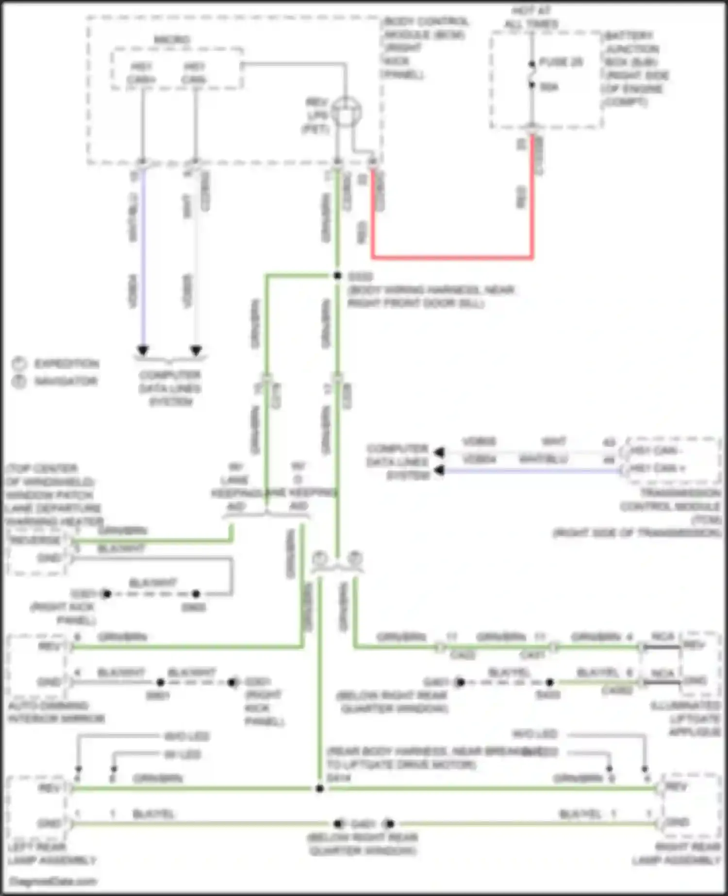 Wiring diagram left rear lamp assembly for Ford Expedition IV (2017-2022) (1 of 5)