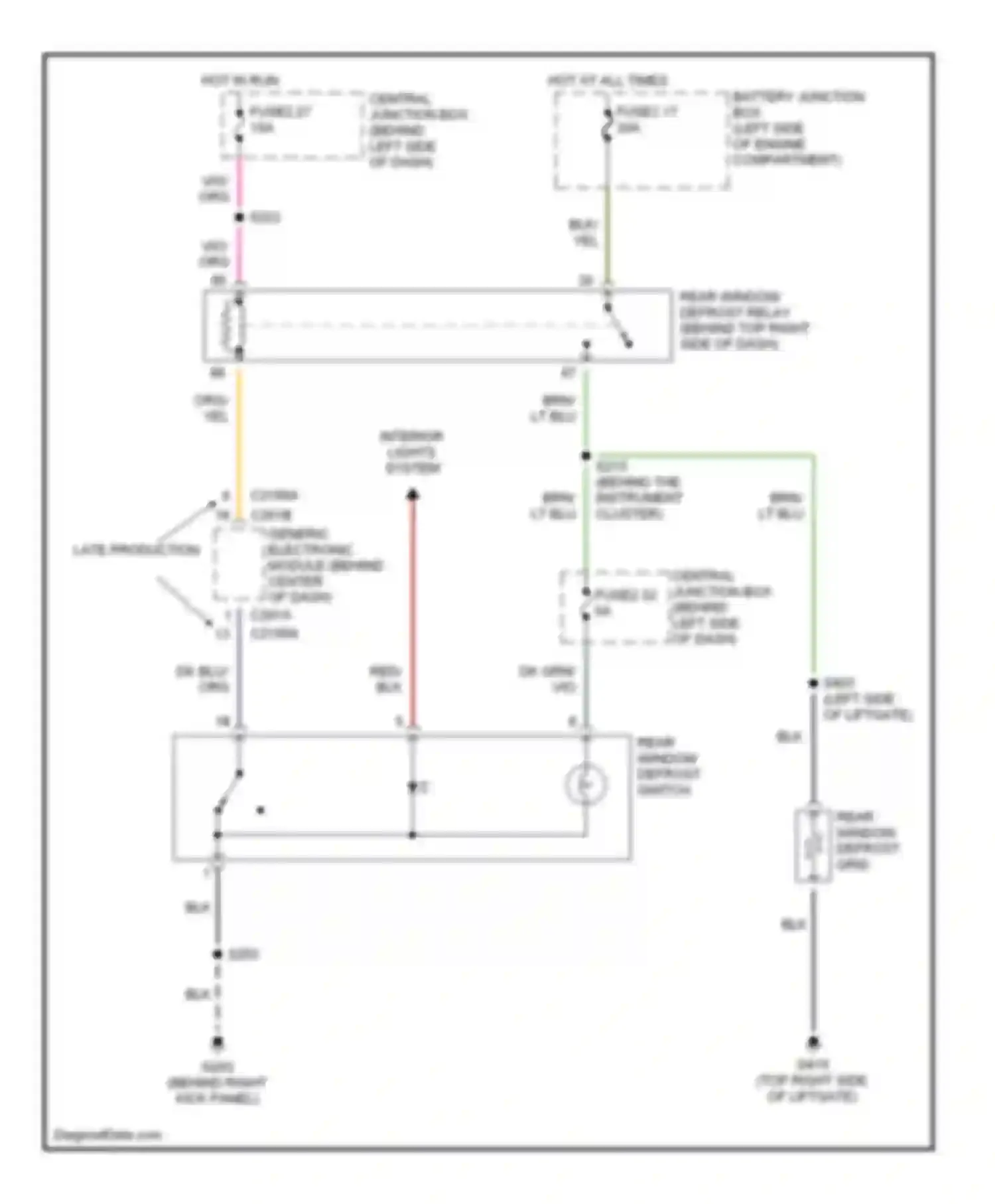Explorer Ford II (1994-2003): Defogger circuit