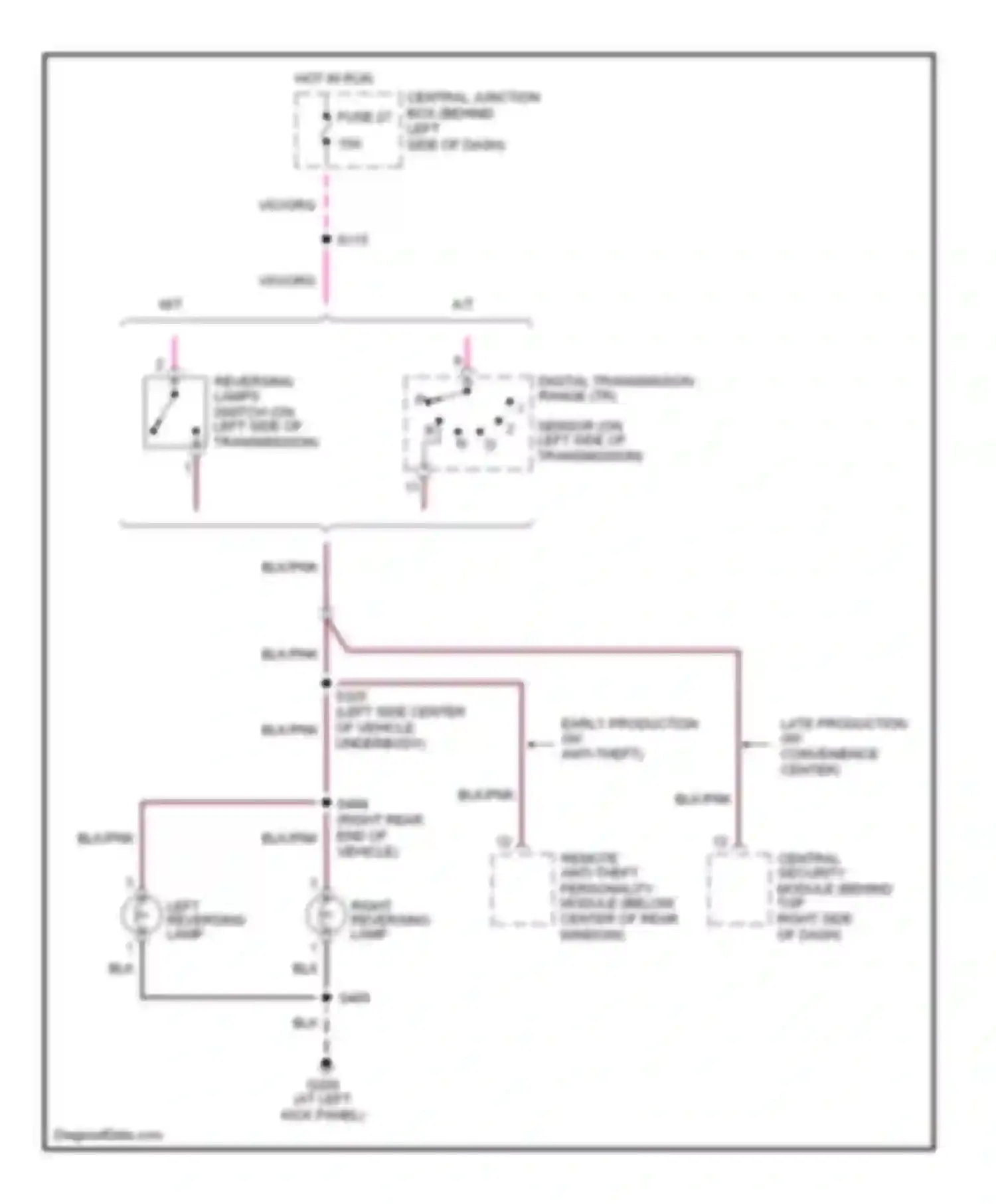 Explorer Ford II (1994-2003): Back-up lamps circuit