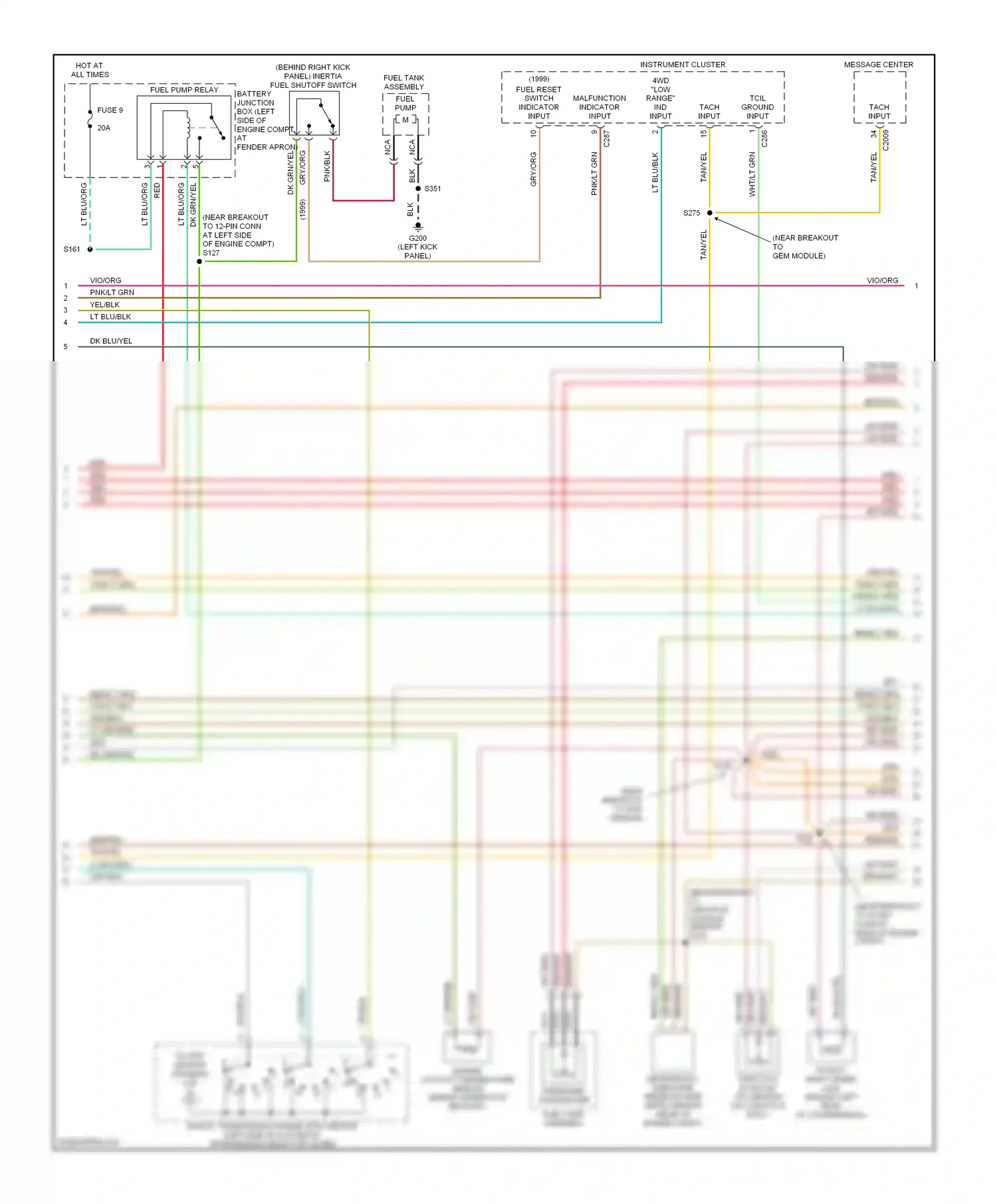 Ford Explorer II (1994-2003) (1999) fuel reset switch indicator input wiring diagram  (1 of 2)