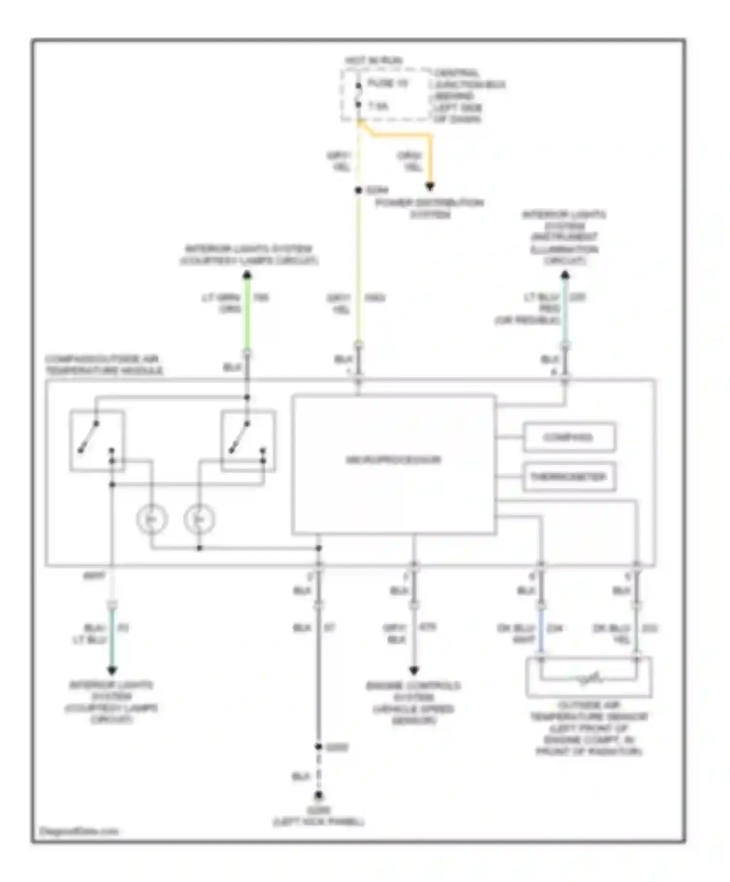 Wiring diagram compass/outside air temperature module for Ford Explorer II (1994-2003) (2 of 2)