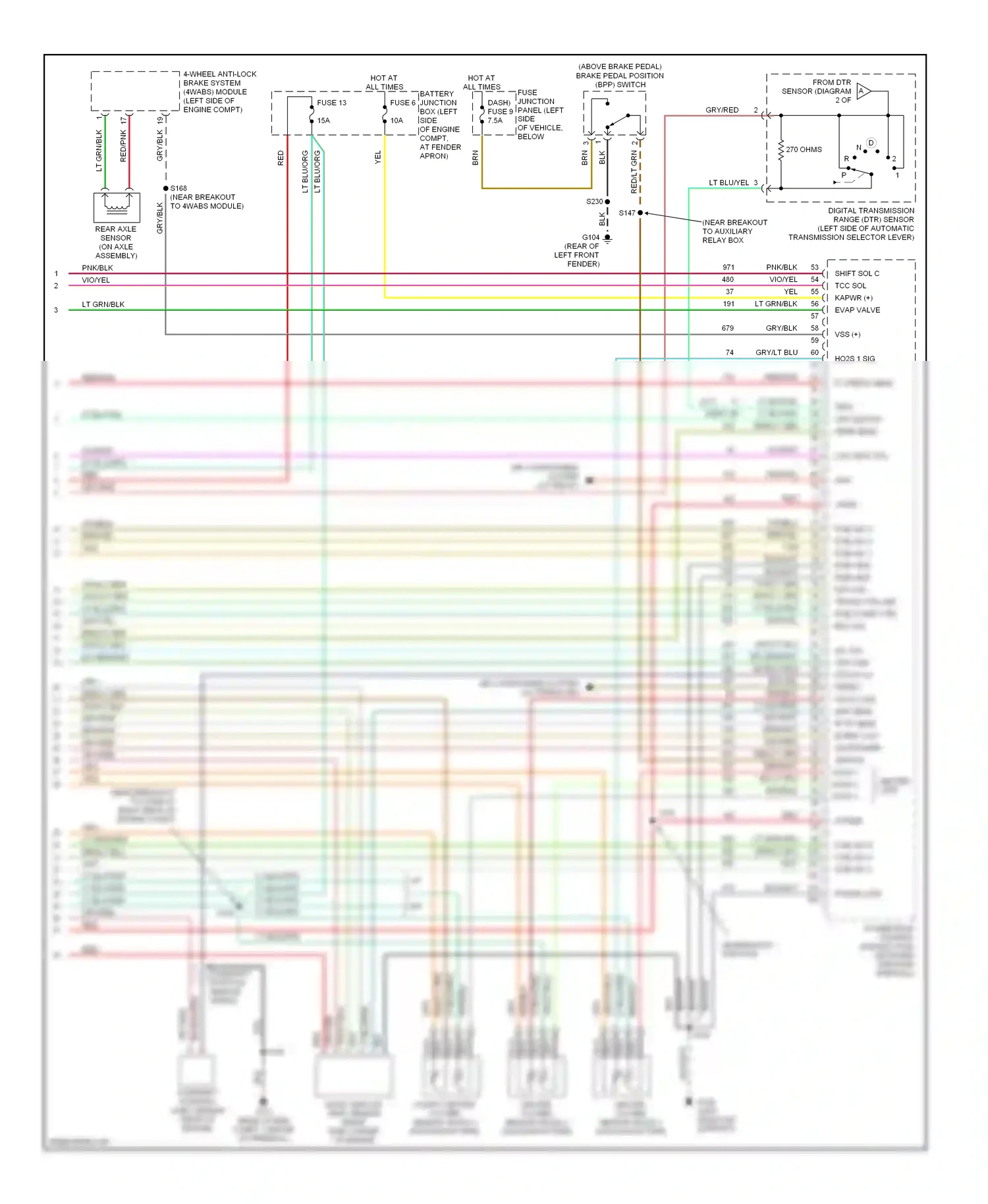 Ford Explorer II (1994-2003) dk blu/org wiring diagram  (8 of 13)