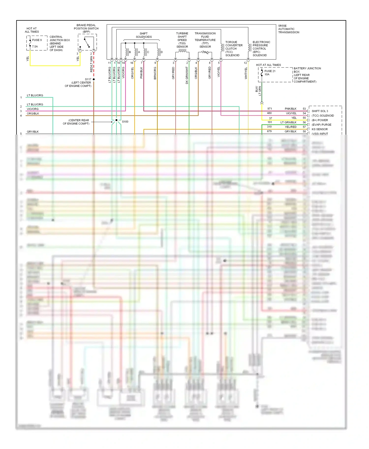 Ford Explorer II (1994-2003) dk blu/org wiring diagram  (12 of 13)
