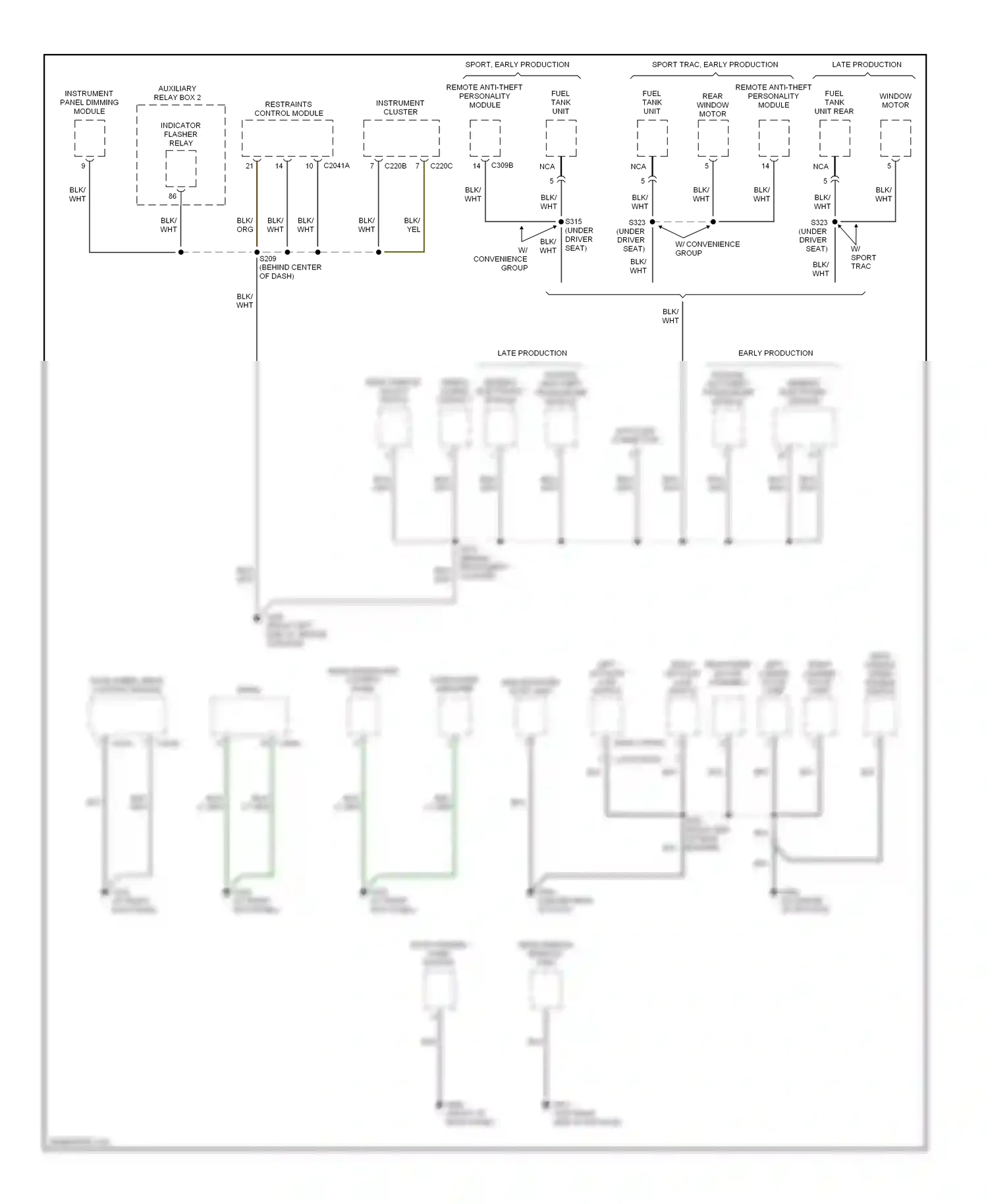 Wiring diagram early prod for Ford Explorer II (1994-2003) (1 of 1)