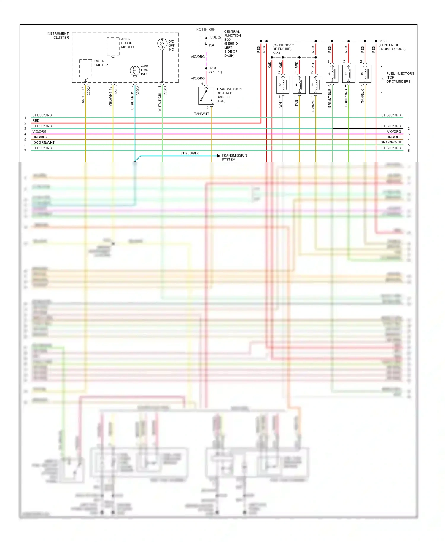 Ford Explorer II (1994-2003) except flex fuel wiring diagram  (1 of 1)