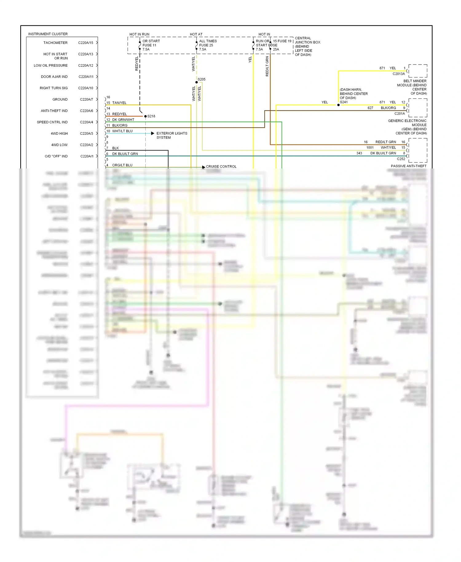 Wiring diagram fuel cut-off indicator for Ford Explorer II (1994-2003) (1 of 1)