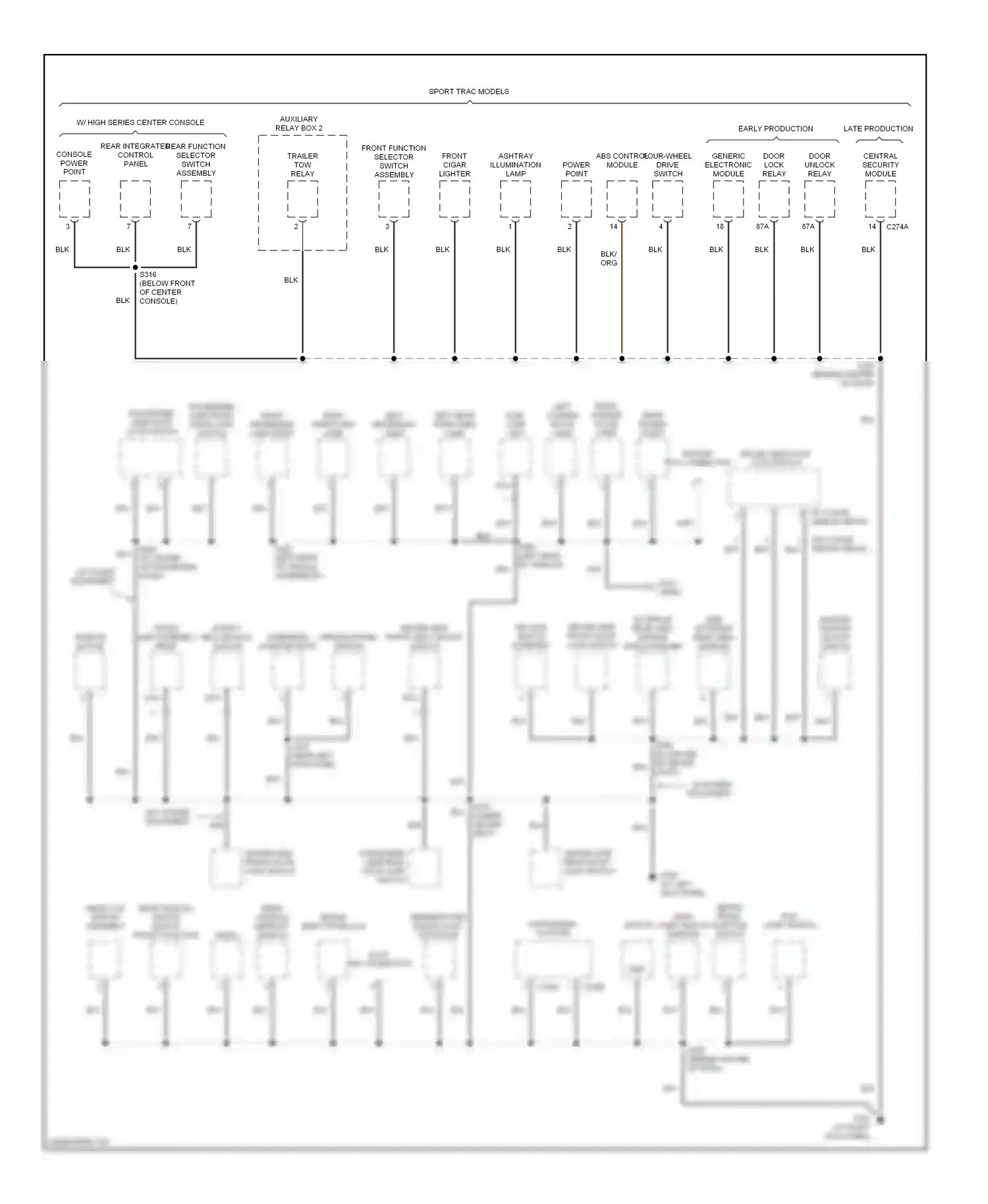 Wiring diagram fuel tank unit for Ford Explorer II (1994-2003) (2 of 3)
