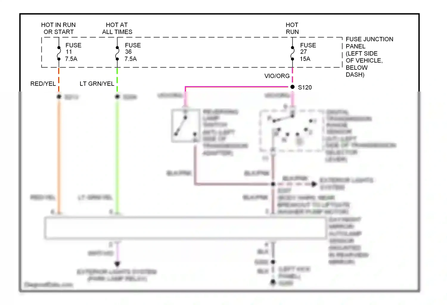 Wiring diagram hot in for Ford Explorer II (1994-2003) (3 of 21)