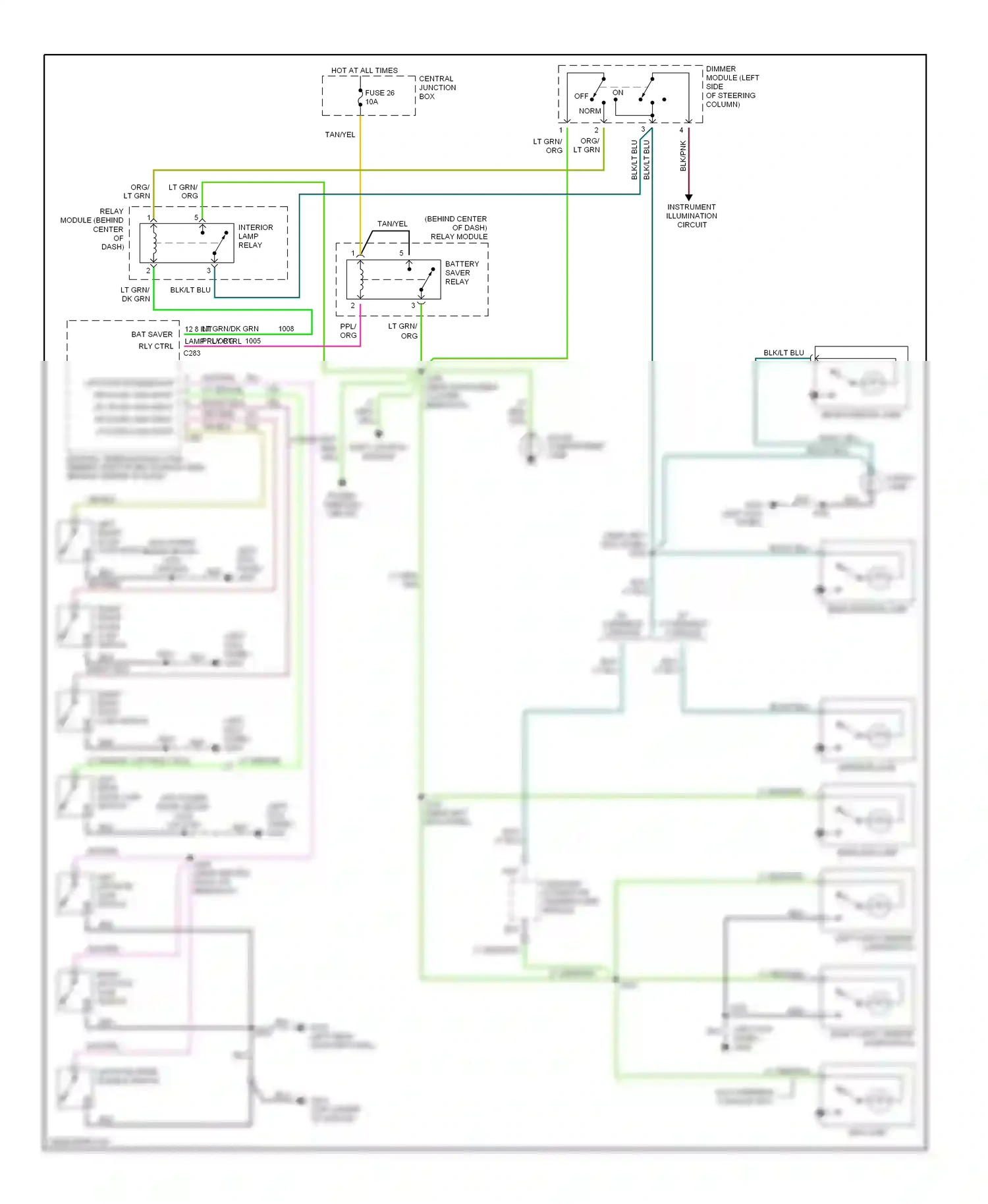Wiring diagram interior lamp relay for Ford Explorer II (1994-2003) (1 of 1)