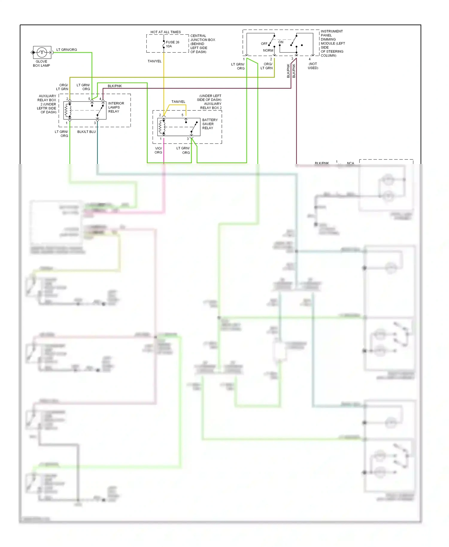 Wiring diagram interior lamps relay for Ford Explorer II (1994-2003) (1 of 2)