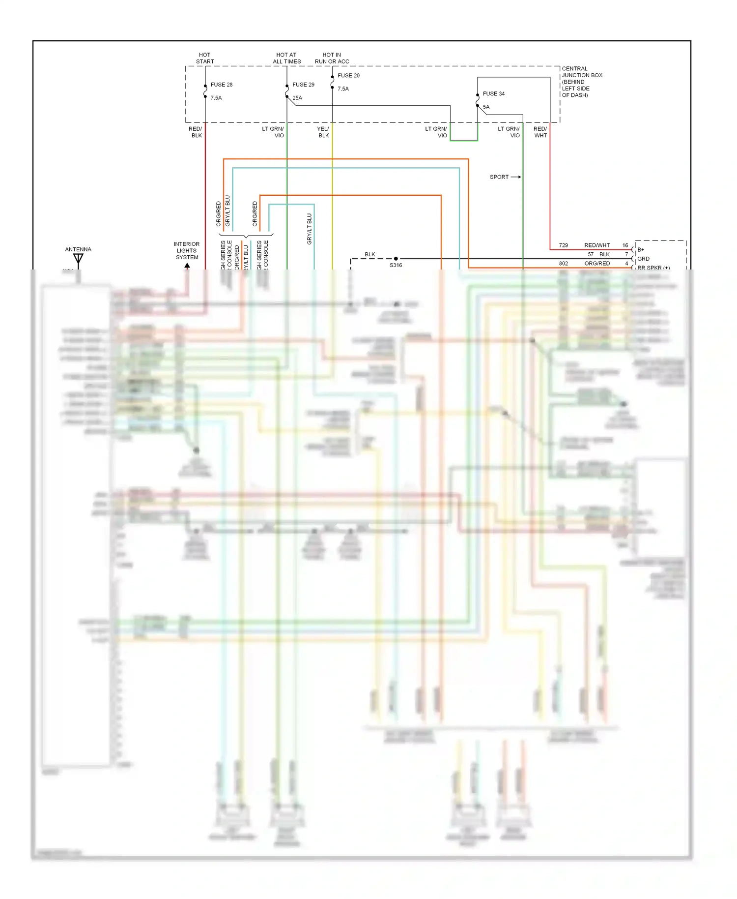 Wiring diagram lt grn/vio for Ford Explorer II (1994-2003) (1 of 5)