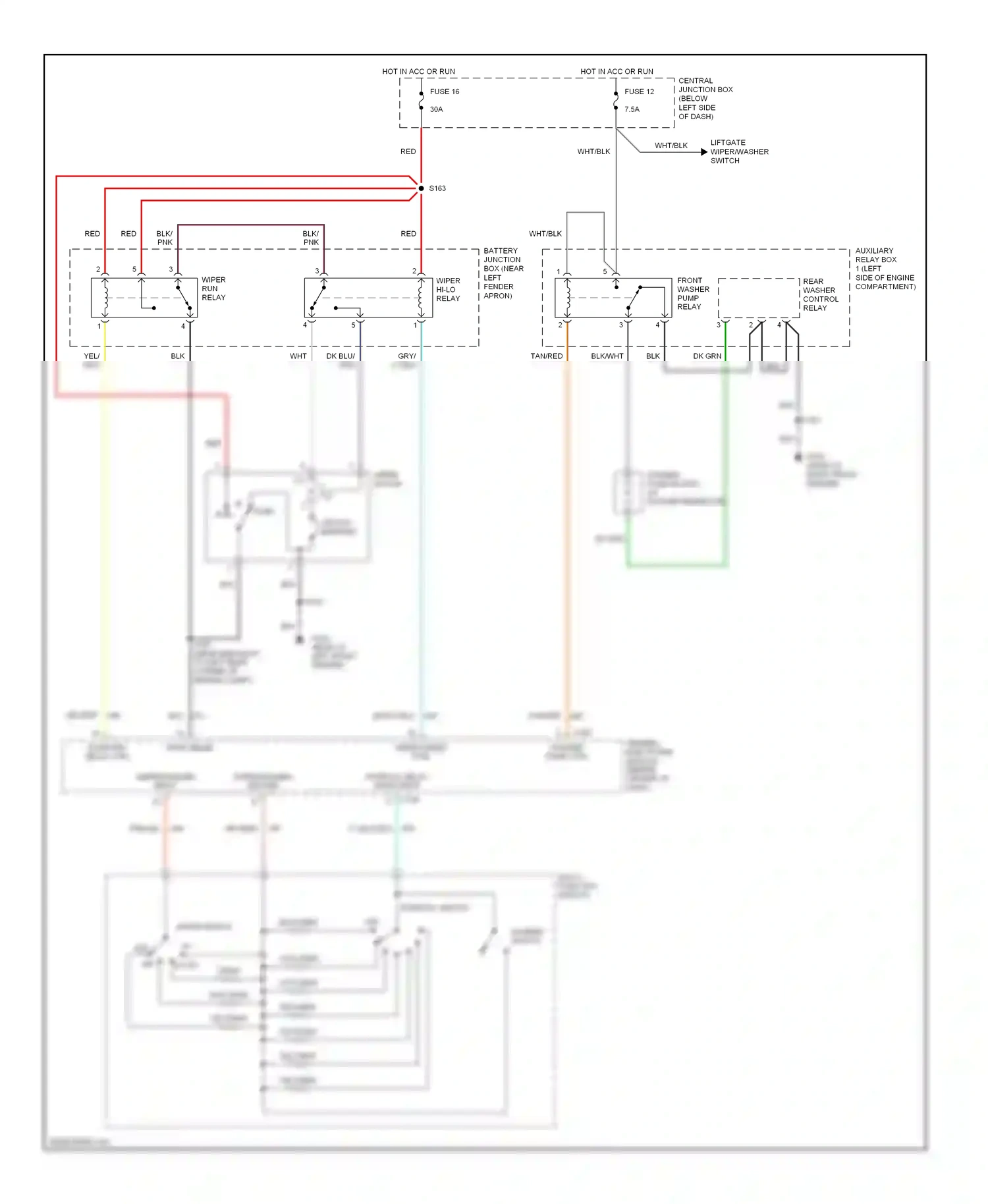 Wiring diagram washer pump ctrl for Ford Explorer II (1994-2003) (2 of 2)