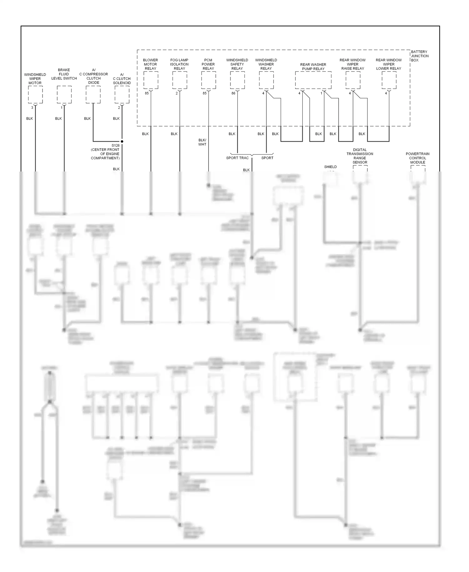 Wiring diagram windshield washer pump motor for Ford Explorer II (1994-2003) (1 of 1)