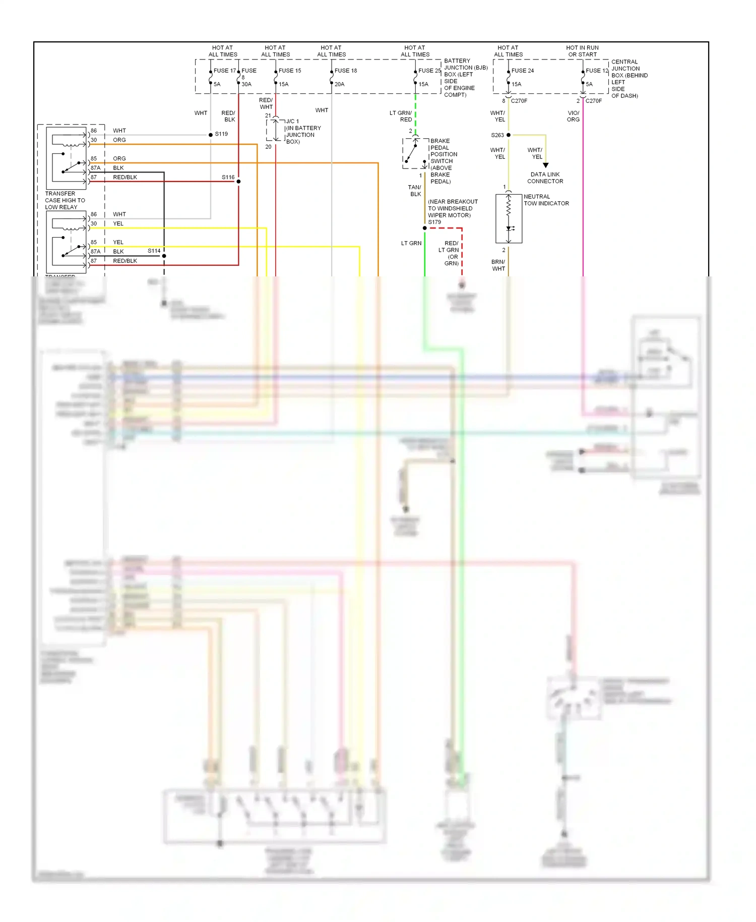 Ford Explorer III (2001-2006) abs control module (left front of engine compt) wiring diagram  (1 of 6)