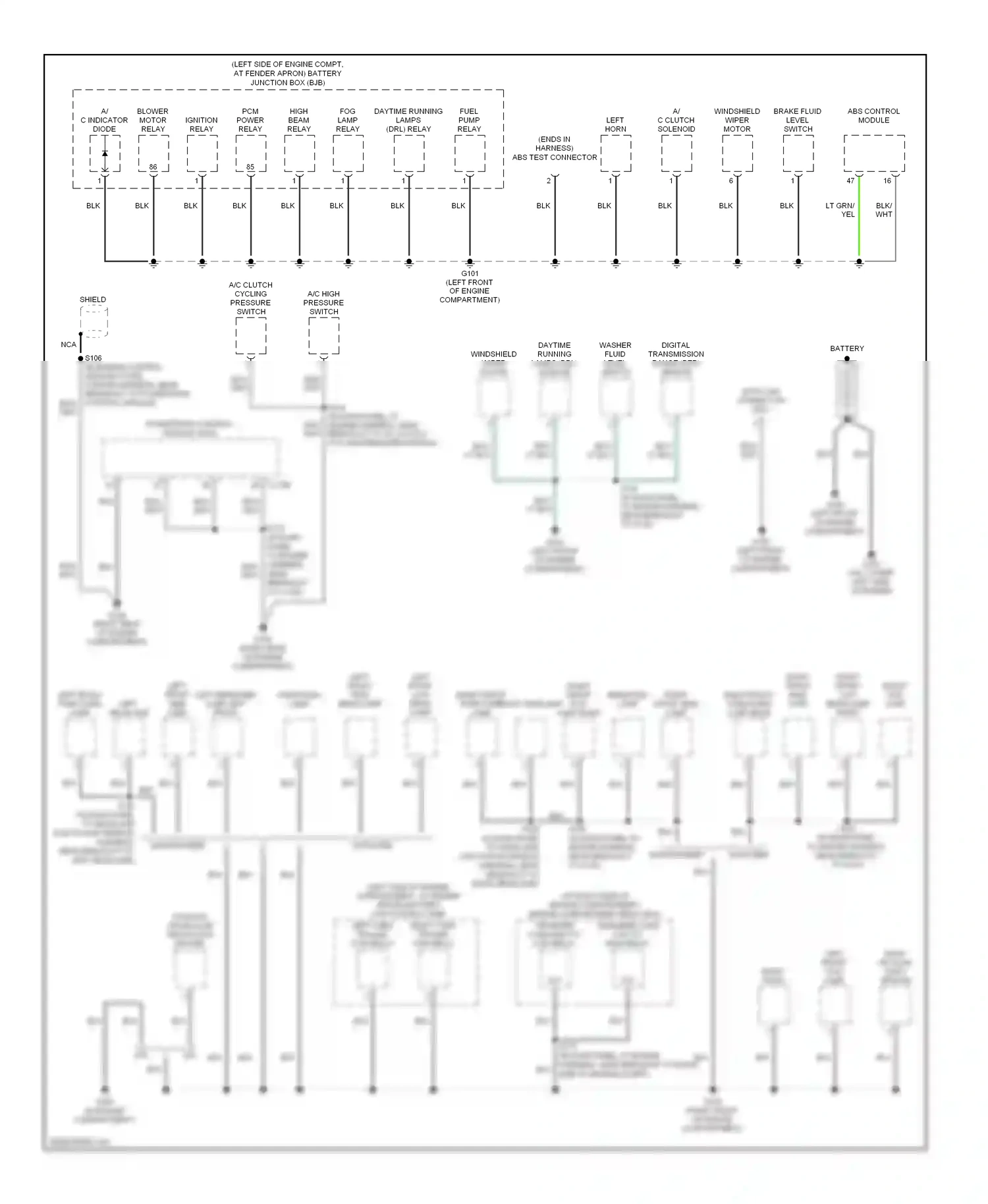 Wiring diagram a/c high pressure switch for Ford Explorer III (2001-2006) (2 of 2)