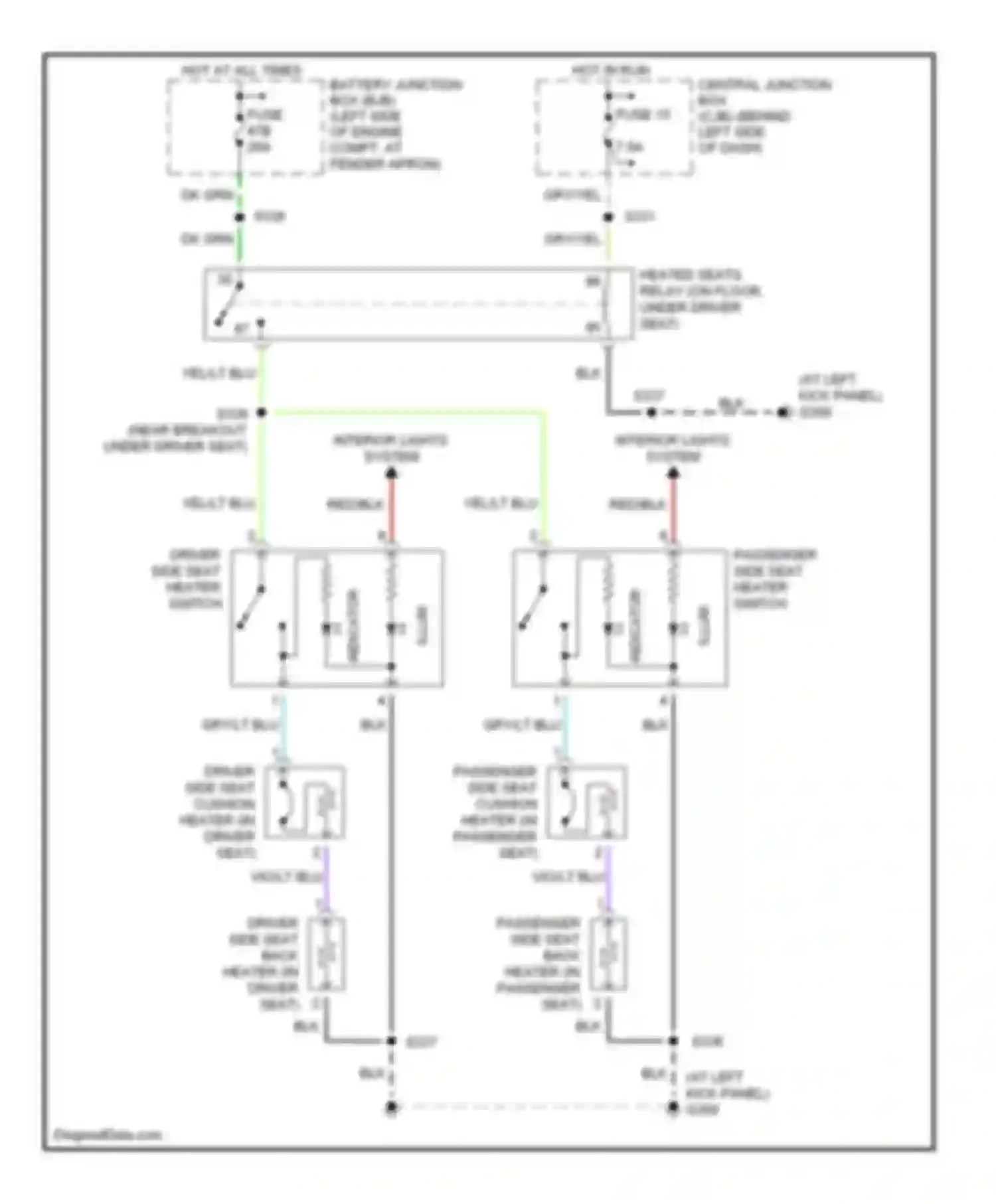 Wiring diagram driver side seat heater switch for Ford Explorer III (2001-2006) (2 of 4)