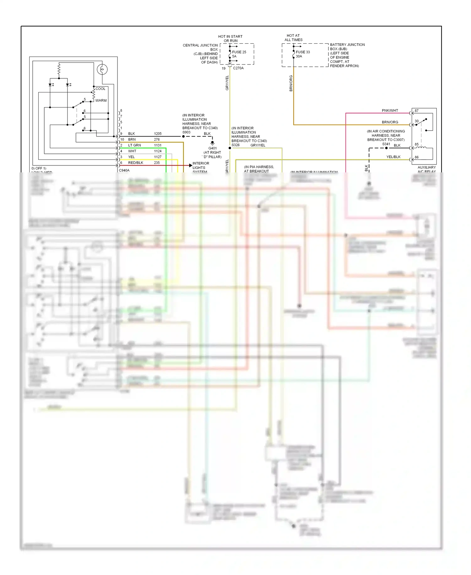 Wiring diagram (in interior illumination harness, for Ford Explorer III (2001-2006) (4 of 5)