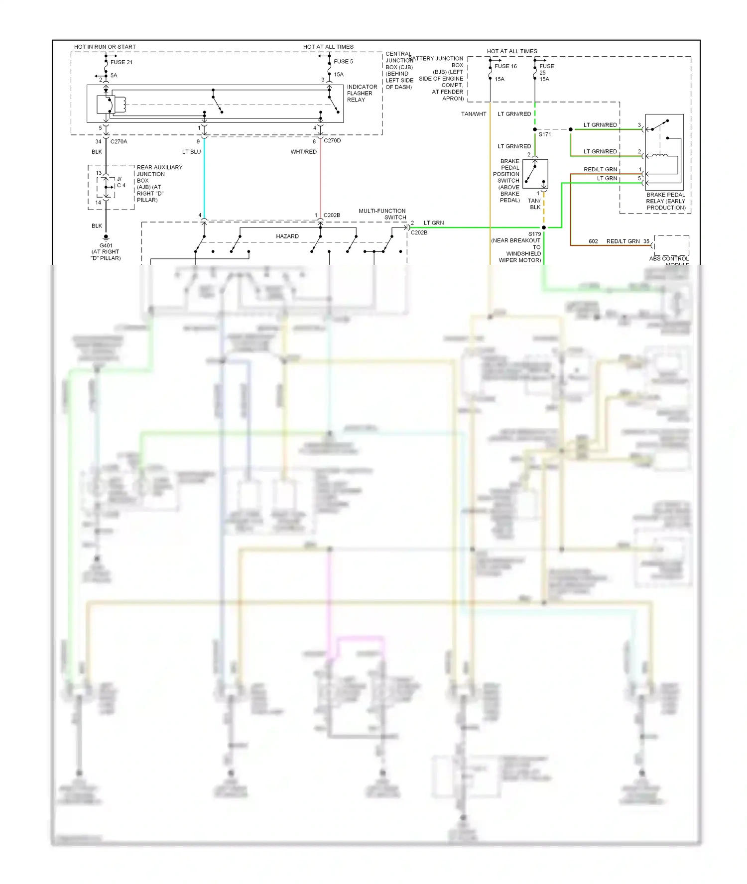 Ford Explorer III (2001-2006) (manual a/c) function selector switch assembly wiring diagram  (1 of 2)