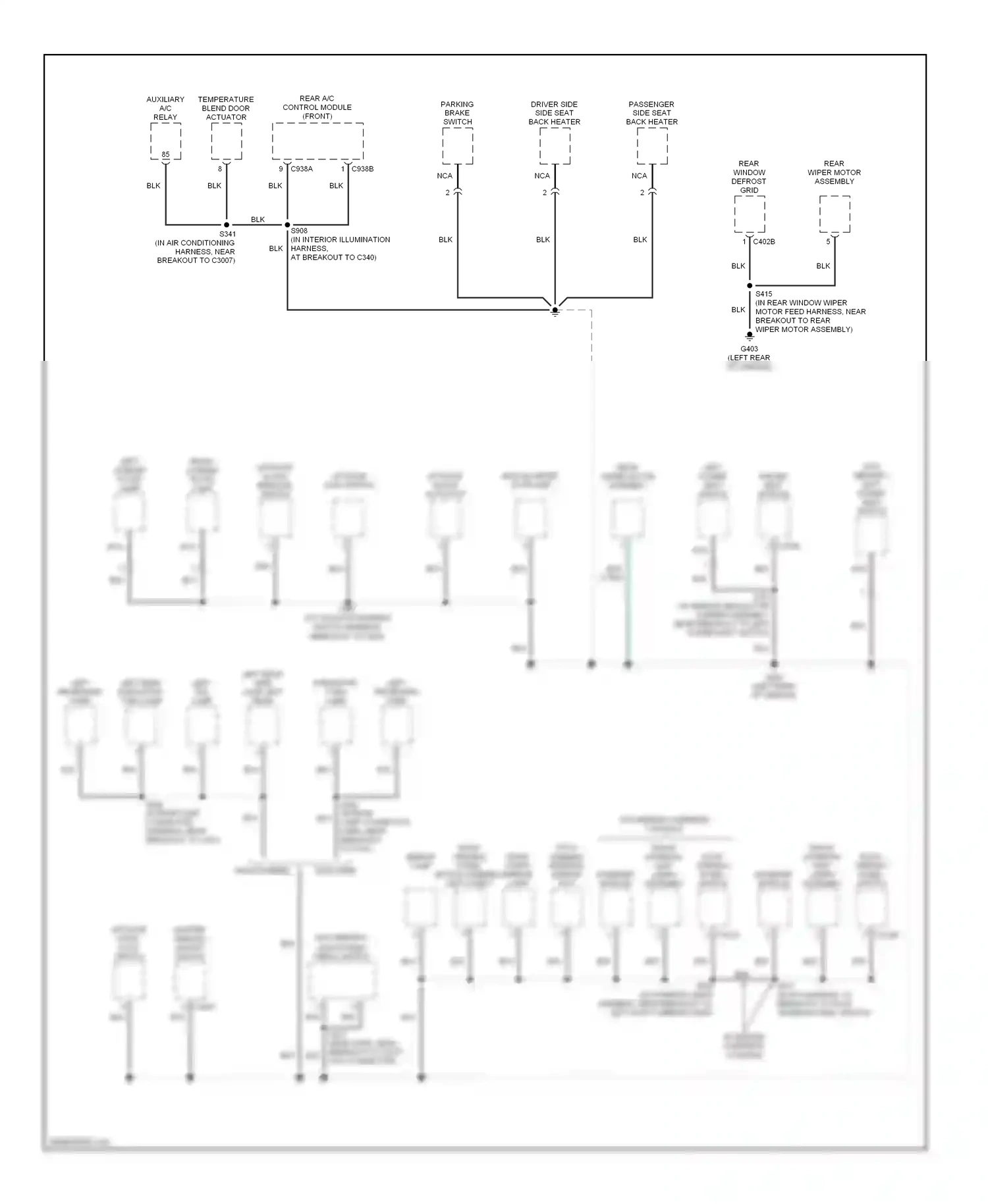 Ford Explorer III (2001-2006) rear a/c control module (front) wiring diagram  (1 of 1)