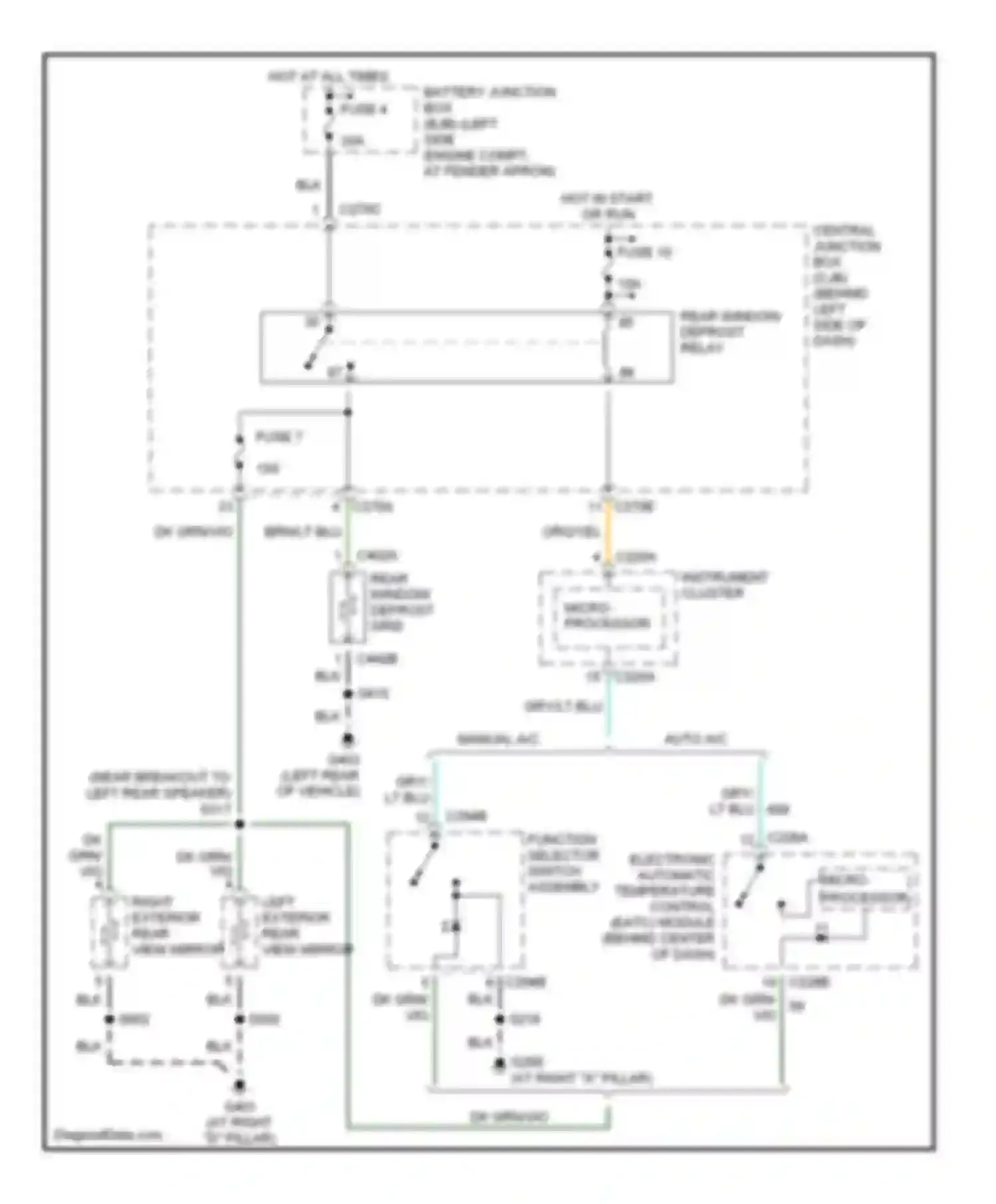 Wiring diagram rear window defrost grid for Ford Explorer III (2001-2006) (1 of 2)