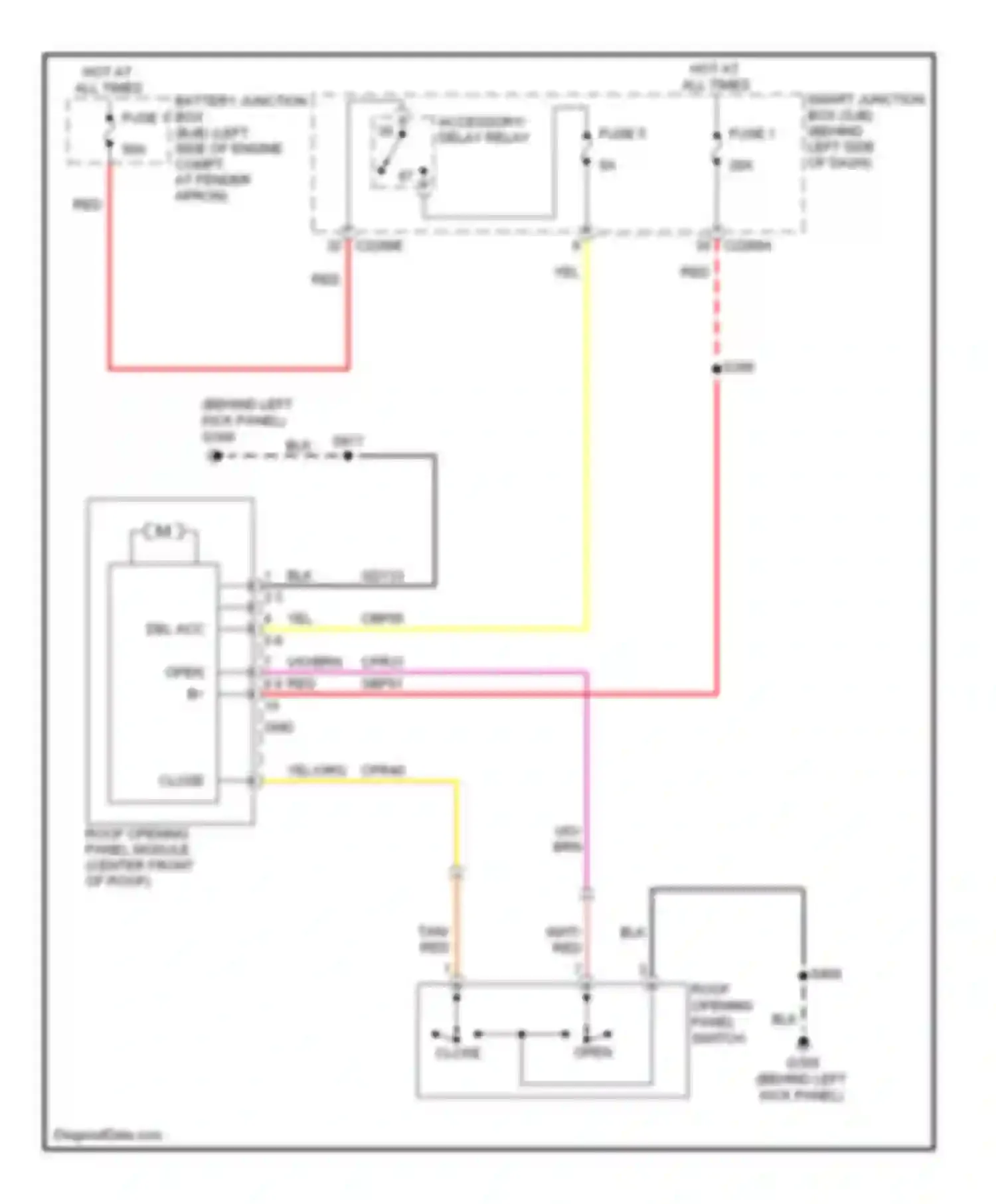 Wiring diagram accessory delay relay for Ford Explorer IV (2005-2010) (1 of 4)