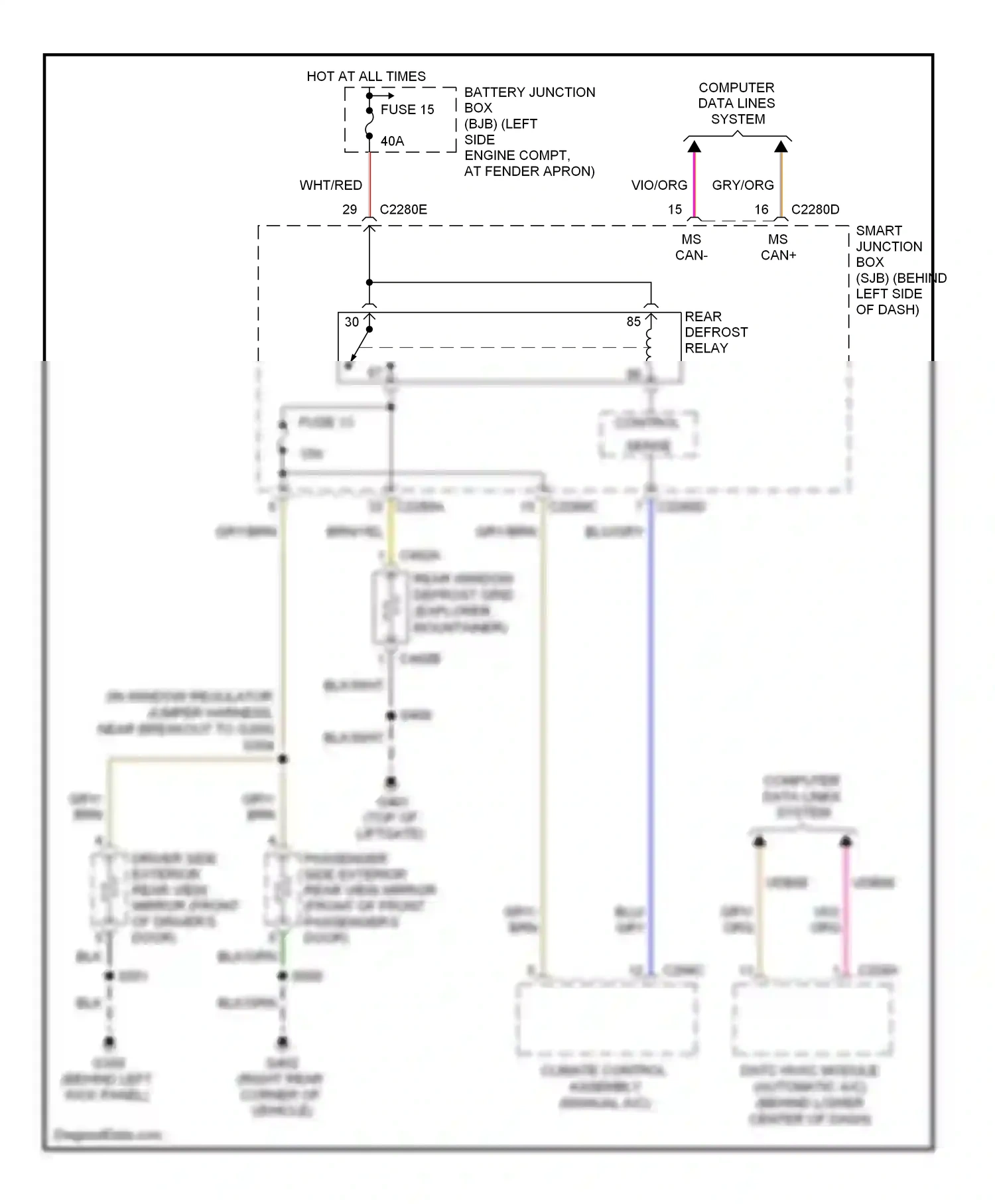 Ford Explorer IV (2005-2010) (behind left kick panel) wiring diagram  (10 of 25)