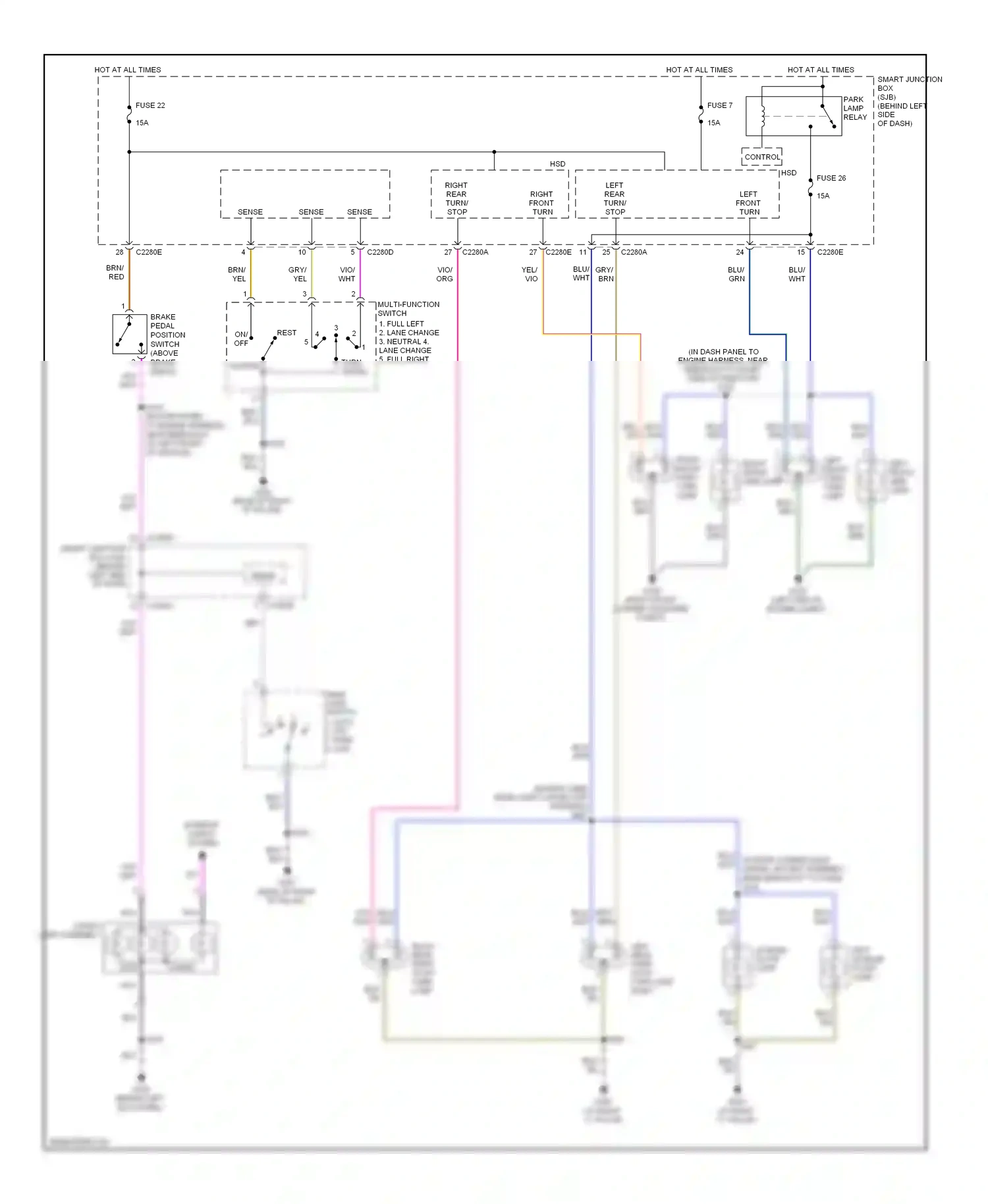 Ford Explorer IV (2005-2010) (behind left kick panel) wiring diagram  (5 of 25)
