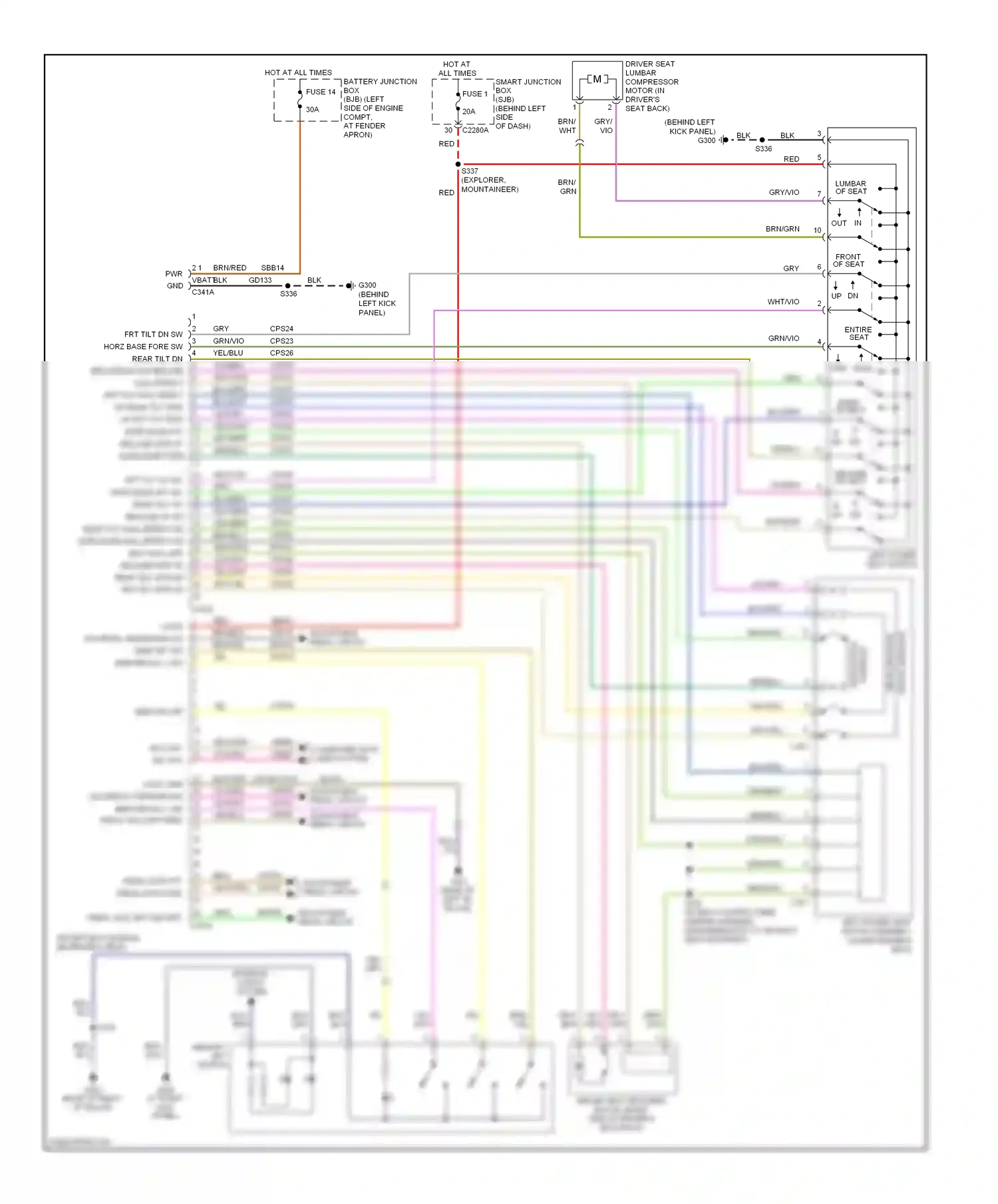 Ford Explorer IV (2005-2010) (behind left kick panel) wiring diagram  (4 of 25)