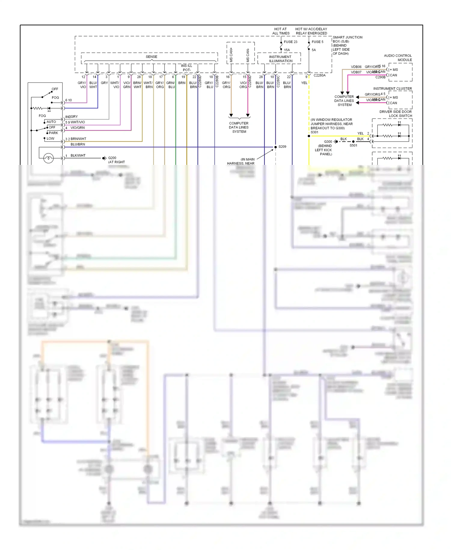 Ford Explorer IV (2005-2010) (behind left kick panel) wiring diagram  (9 of 25)
