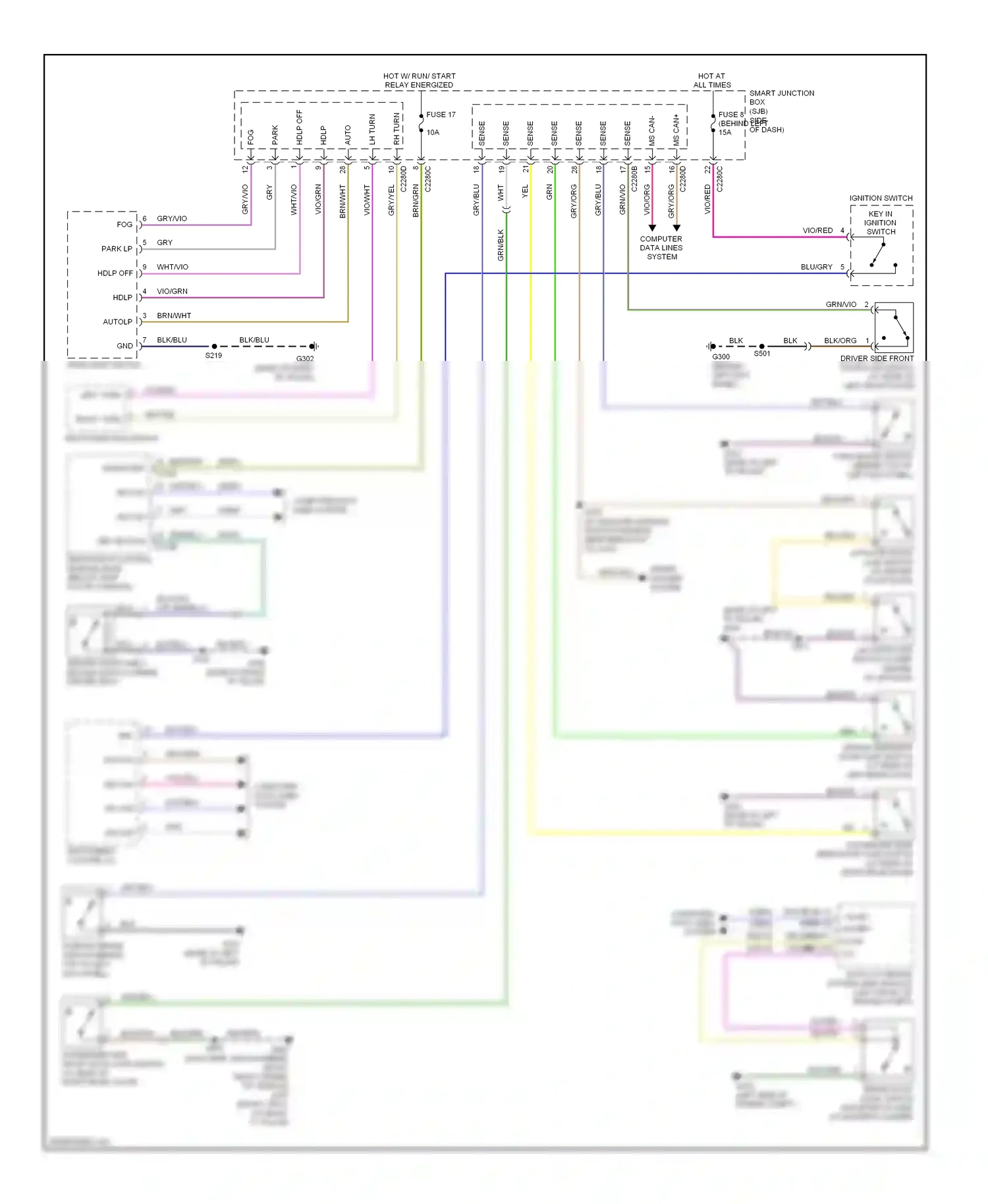 Ford Explorer IV (2005-2010) (behind left kick panel) wiring diagram  (21 of 25)